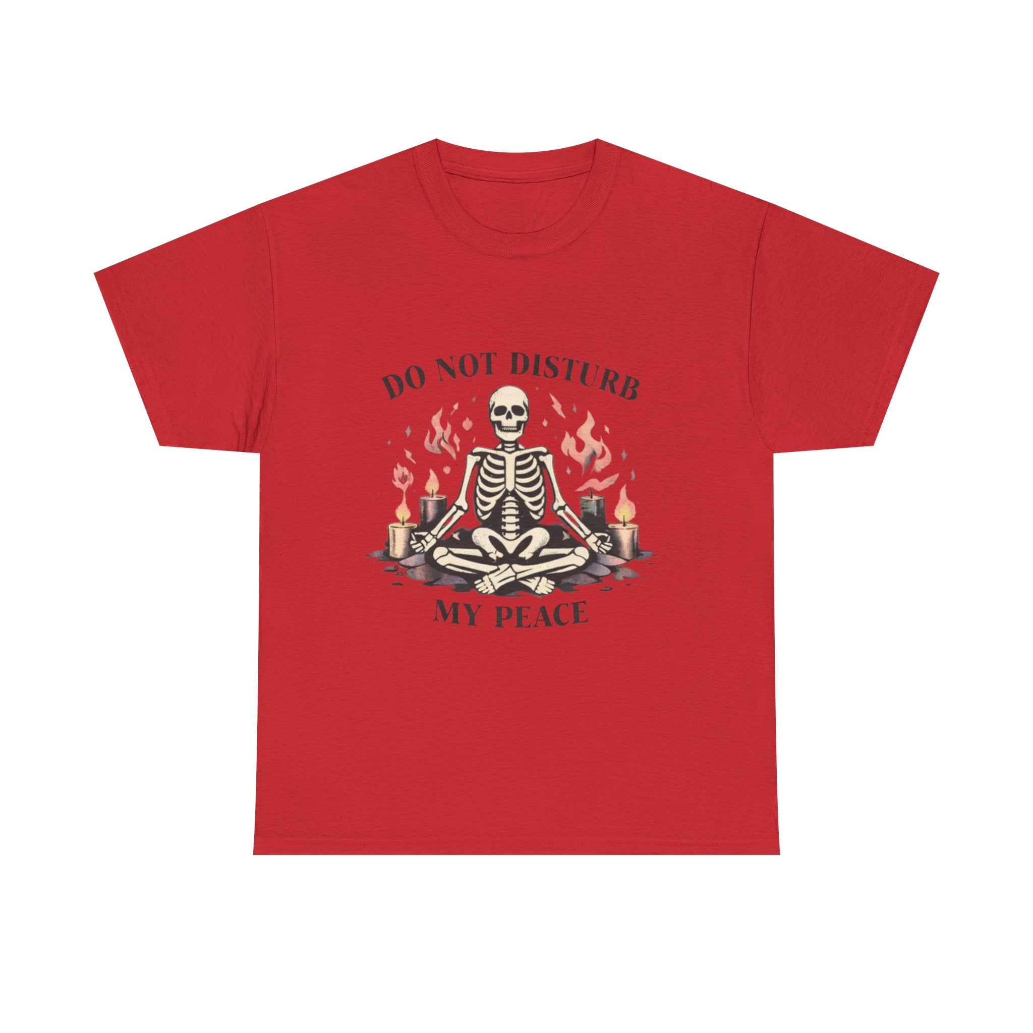 Do Not Disturb My Peace Skeleton T-Shirt — Meditative Skull Yoga Tee