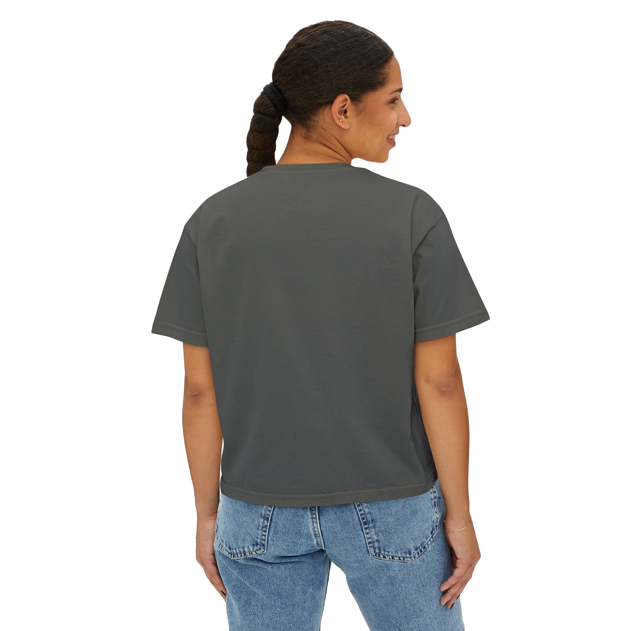 Tough Mom Boxy Tee — Skull Graphic "Tough Mom" Crop T-Shirt