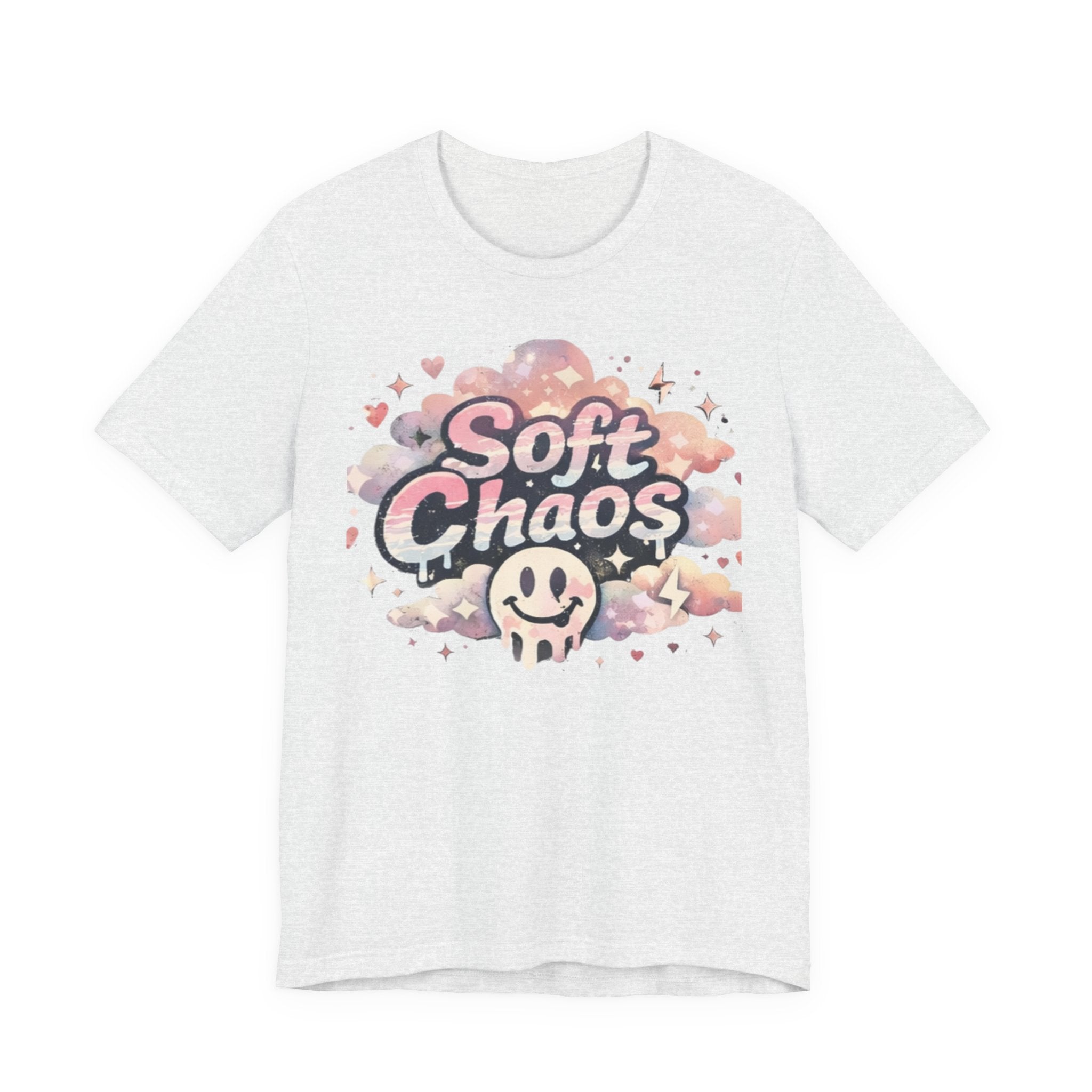 Soft Chaos Graphic Tee — Cute Pastel Cloud Smiley Shirt