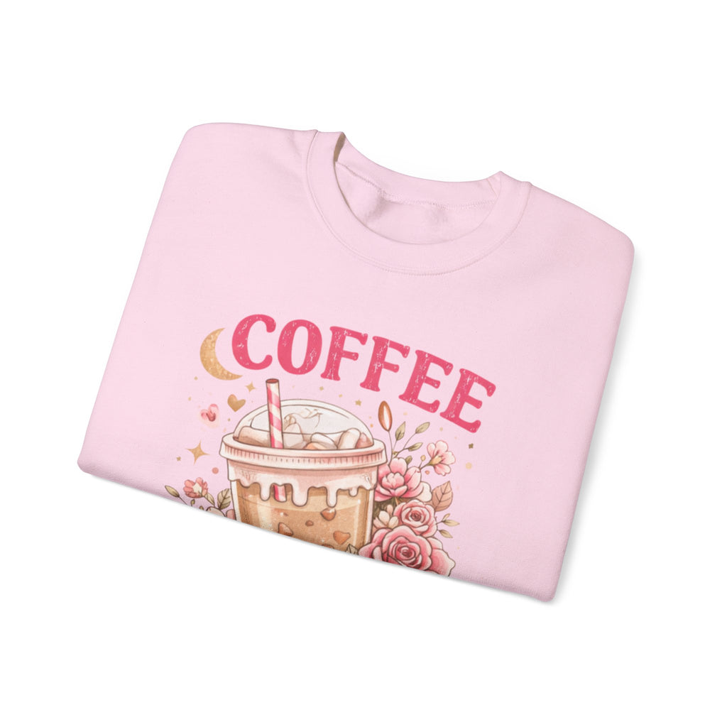 Coffee & Chaos Sweatshirt — Cute Floral Iced Coffee Graphic Crewneck