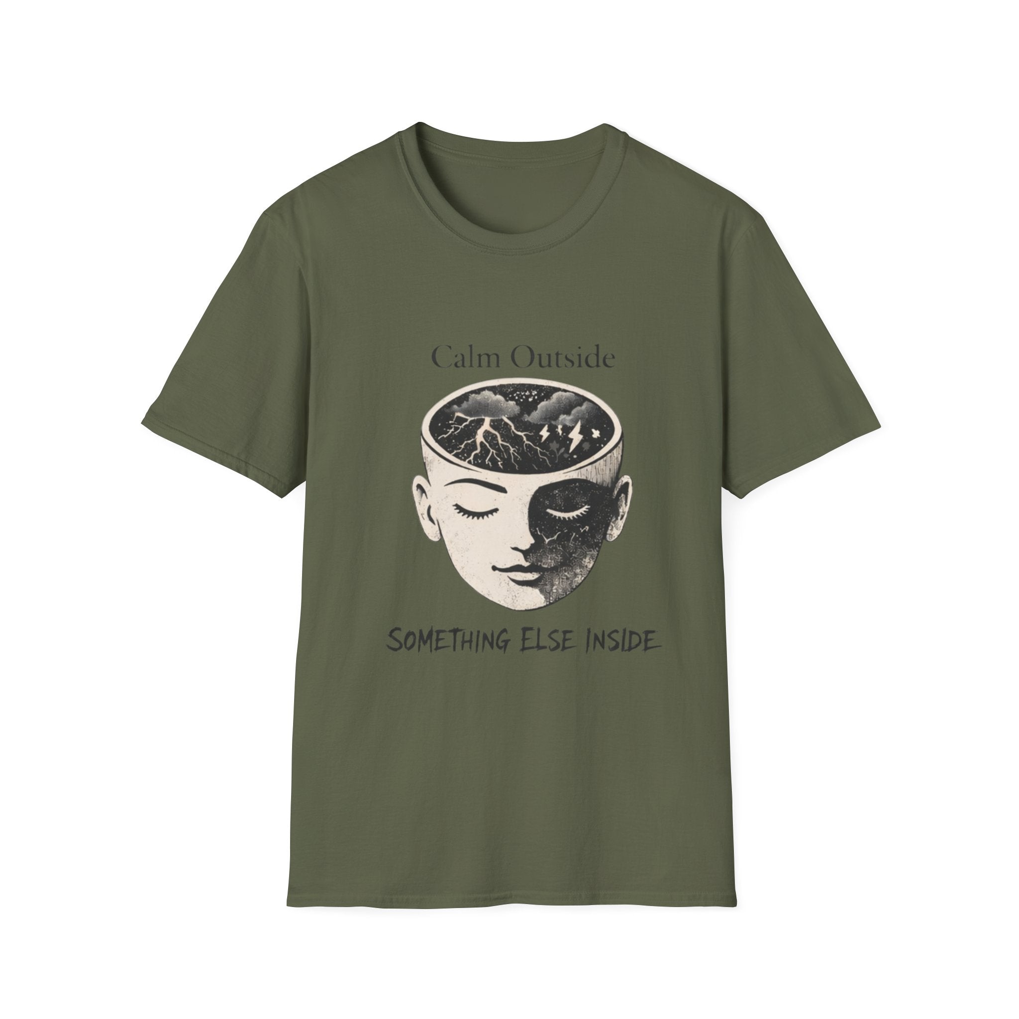 Calm Outside, Something Else Inside T-Shirt — Surreal Mind Illustration Tee