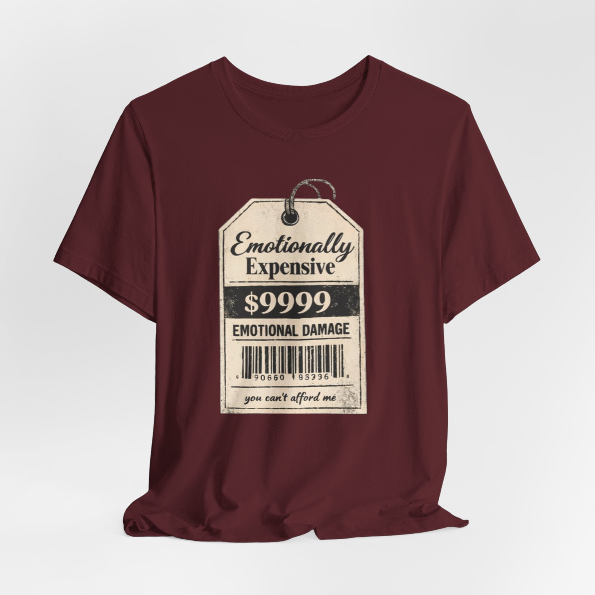 Emotionally Expensive Tee – "9999 Emotional Damage" Vintage Price Tag T-Shirt