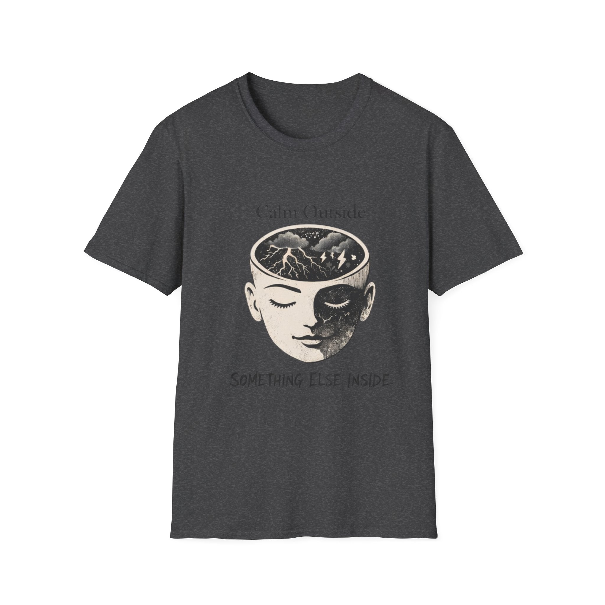 Calm Outside, Something Else Inside T-Shirt — Surreal Mind Illustration Tee