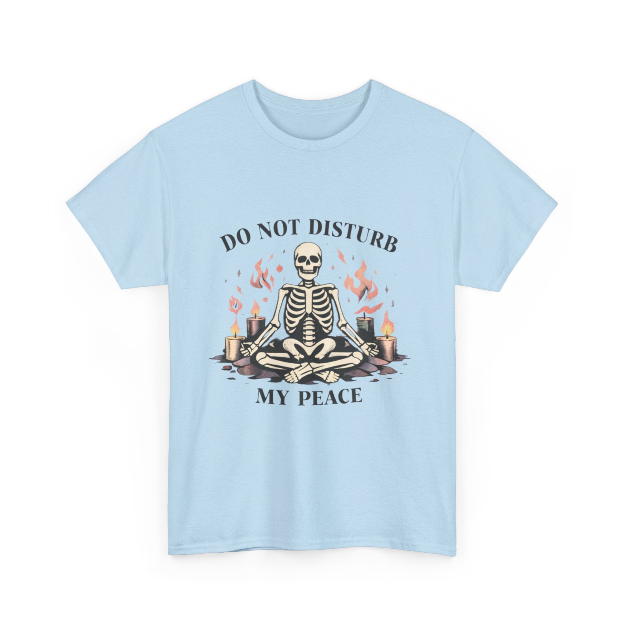 Do Not Disturb My Peace Skeleton T-Shirt — Meditative Skull Yoga Tee