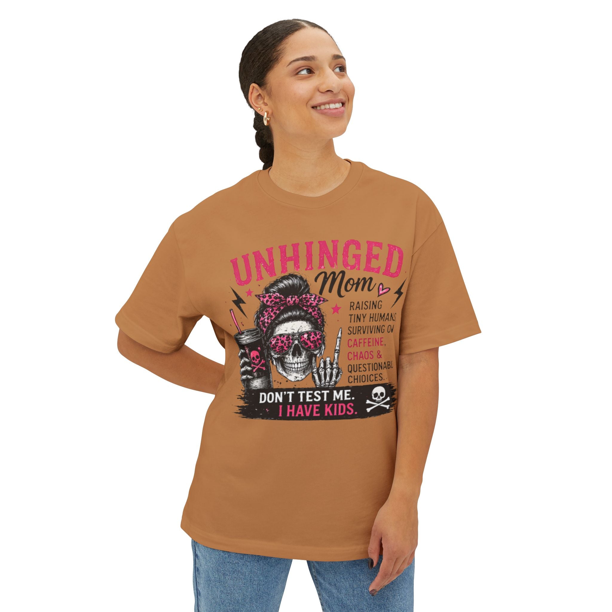 Unhinged Mom Graphic Tee — "Don't Test Me, I Have Kids" Oversized T‑Shirt