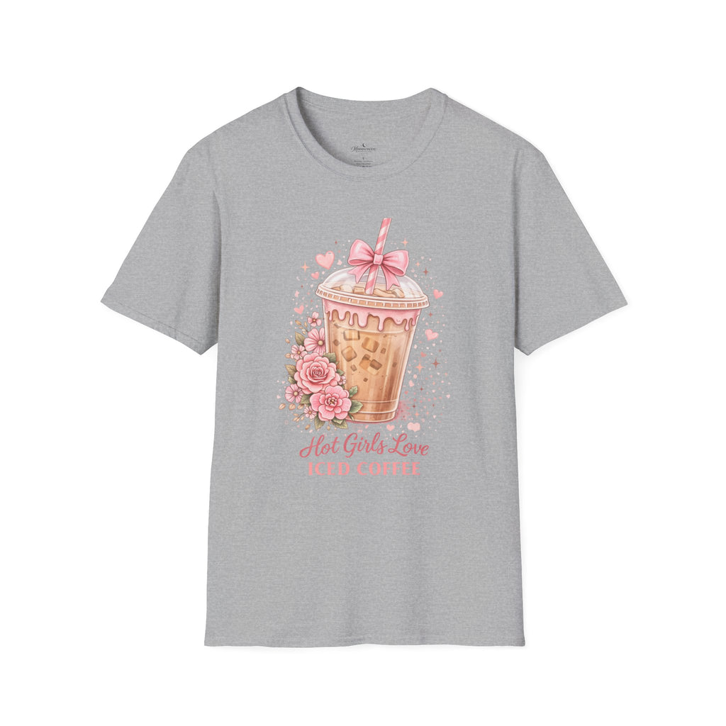 Iced Coffee Tee — “Hot Girls Love Iced Coffee” Cute Floral Graphic T-Shirt