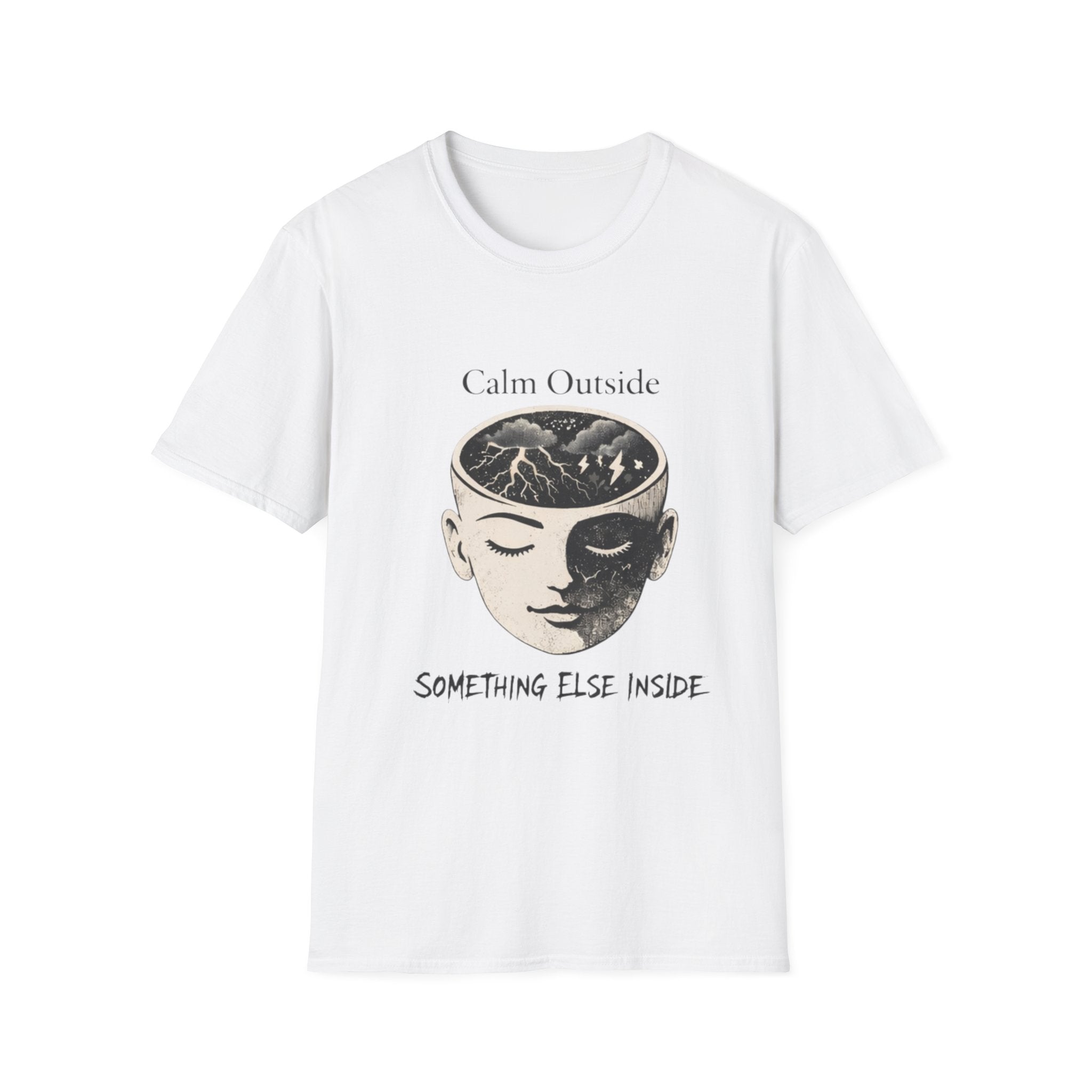 Calm Outside, Something Else Inside T-Shirt — Surreal Mind Illustration Tee