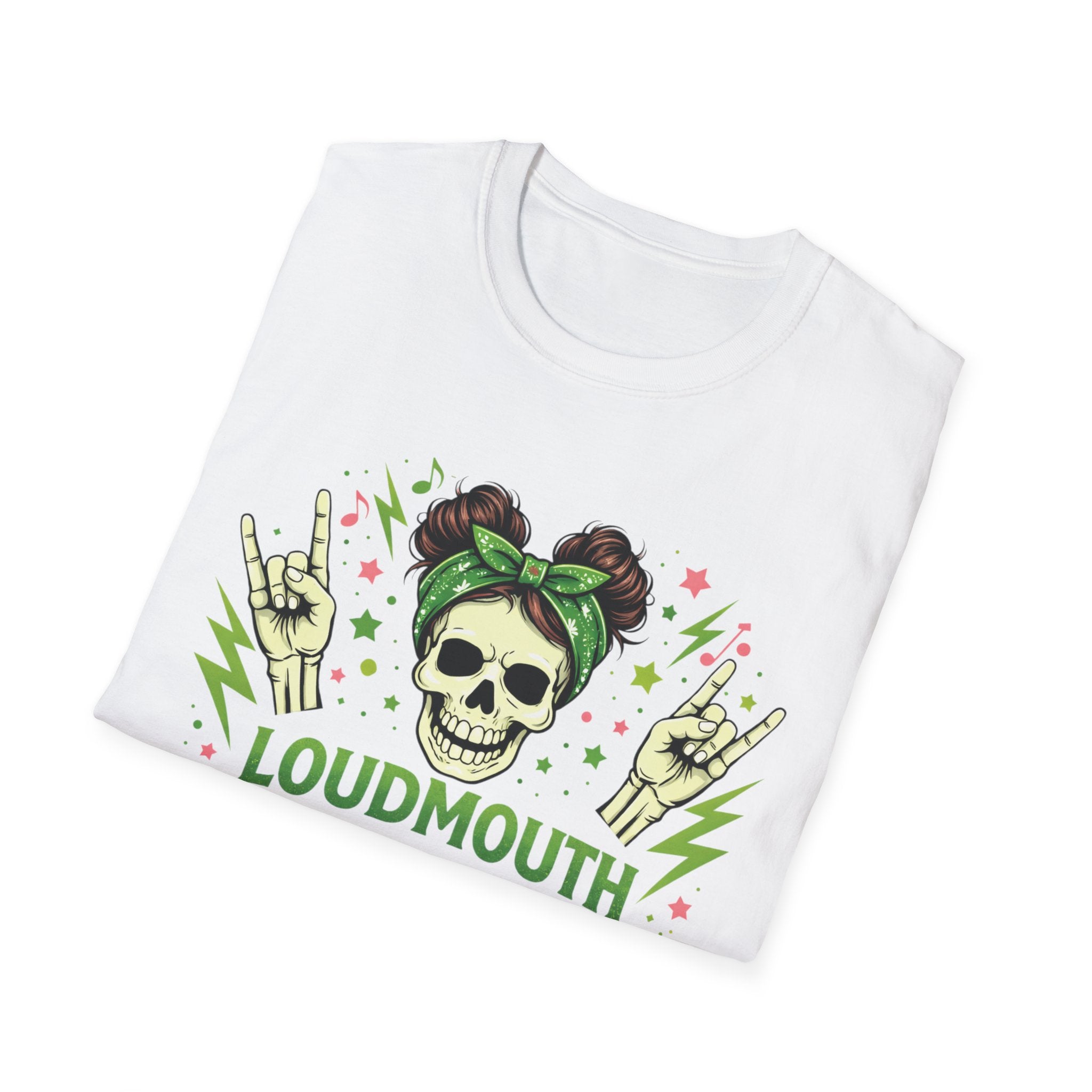 Loudmouth Mama Skull Tee — Rocker Mom Graphic T-Shirt