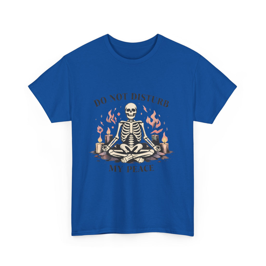 Do Not Disturb My Peace Skeleton T-Shirt — Meditative Skull Yoga Tee