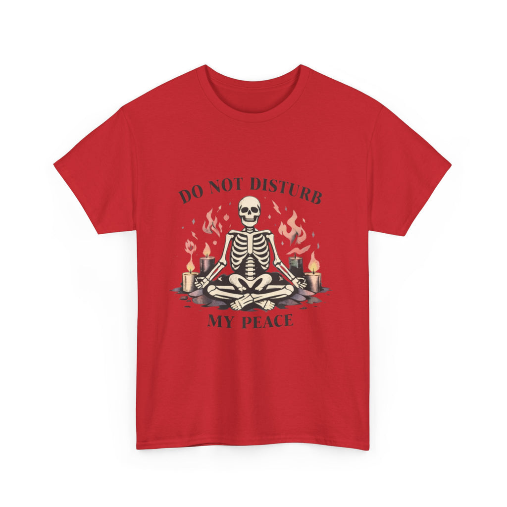 Do Not Disturb My Peace Skeleton T-Shirt — Meditative Skull Yoga Tee