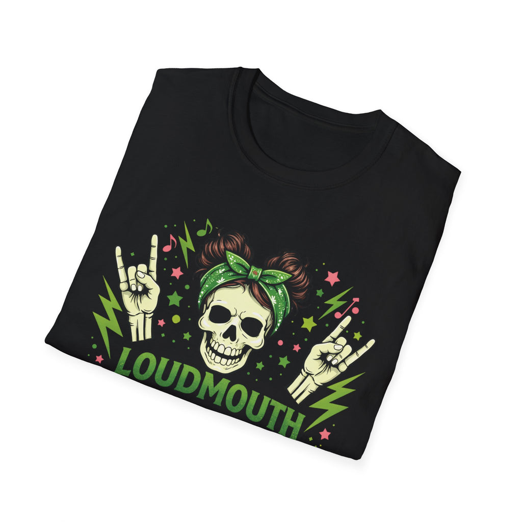 Loudmouth Mama Skull Tee — Rocker Mom Graphic T-Shirt