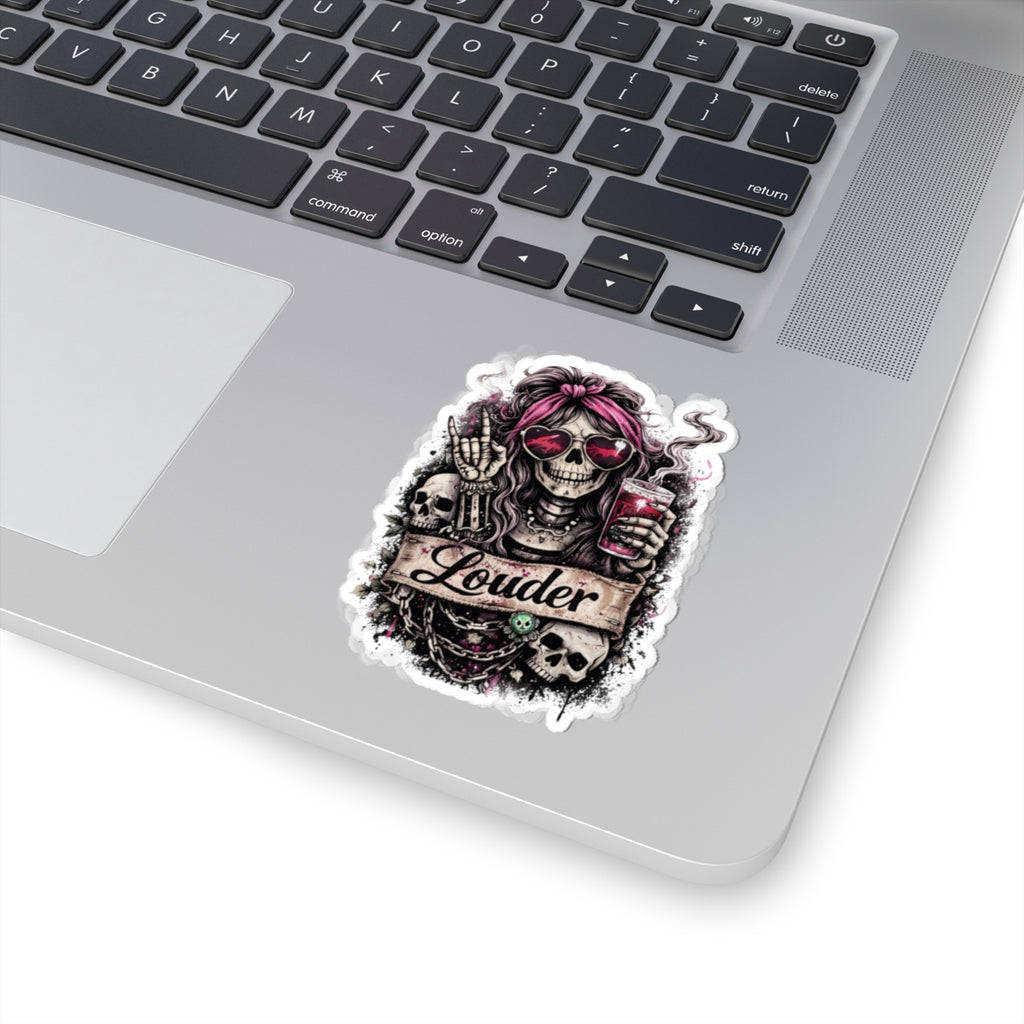 Louder Skull Sticker — Rock 'n' Roll Kiss-Cut Decal