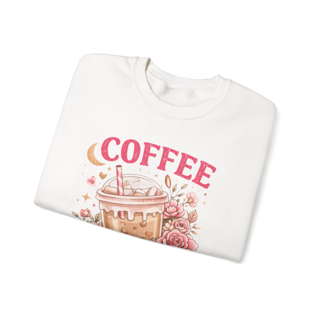 Coffee & Chaos Sweatshirt — Cute Floral Iced Coffee Graphic Crewneck