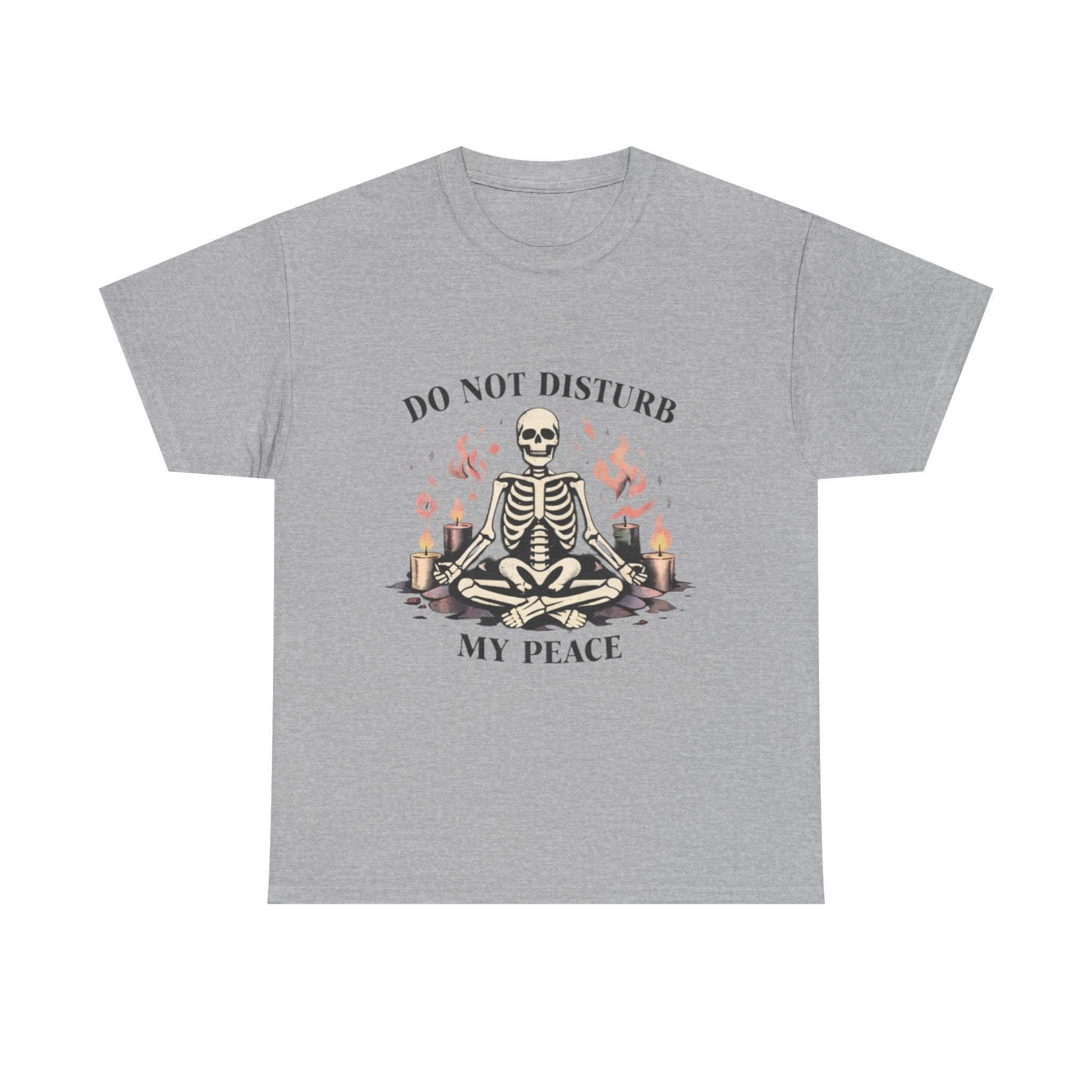 Do Not Disturb My Peace Skeleton T-Shirt — Meditative Skull Yoga Tee