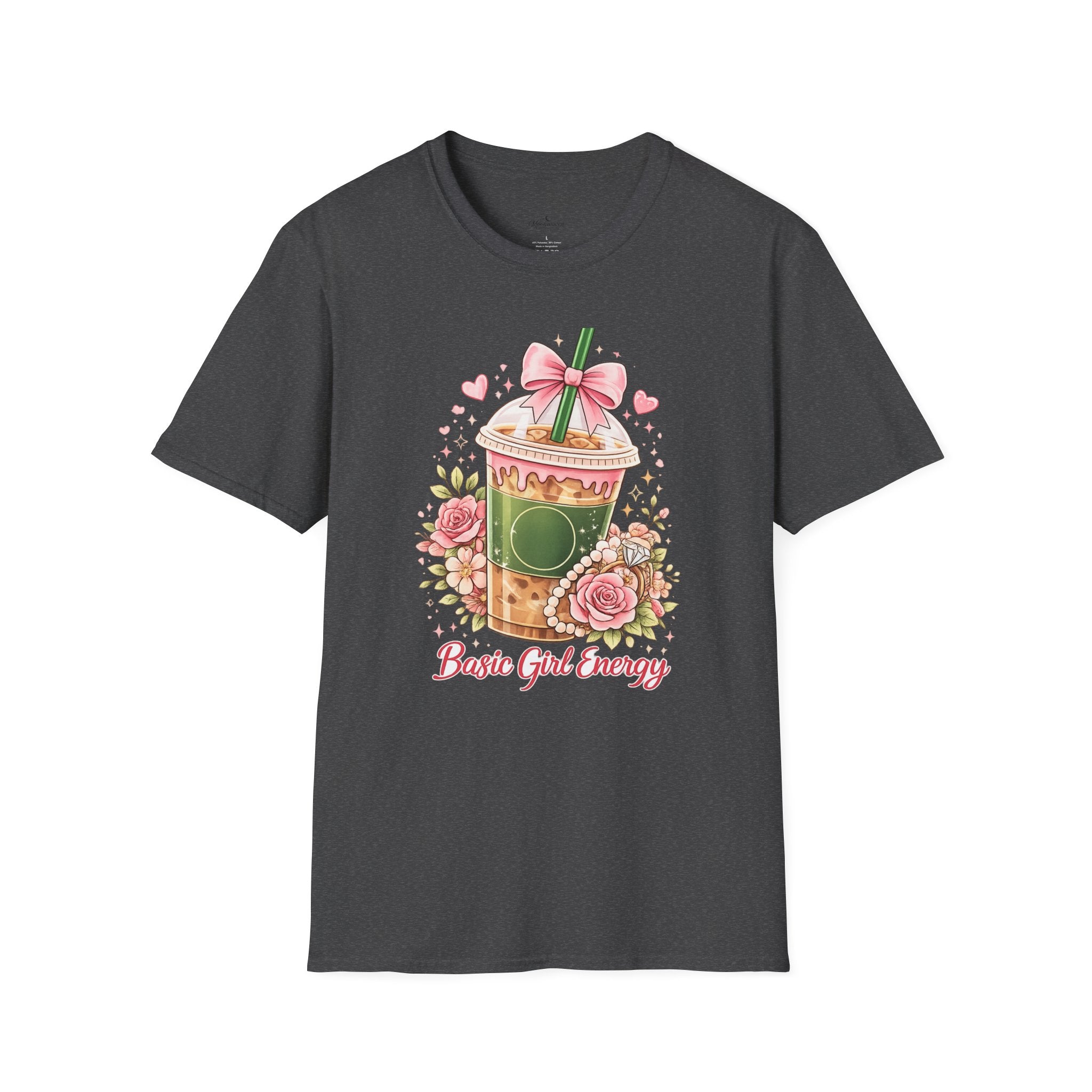 Basic Girl Energy T-Shirt – Floral Bubble Tea Graphic Tee