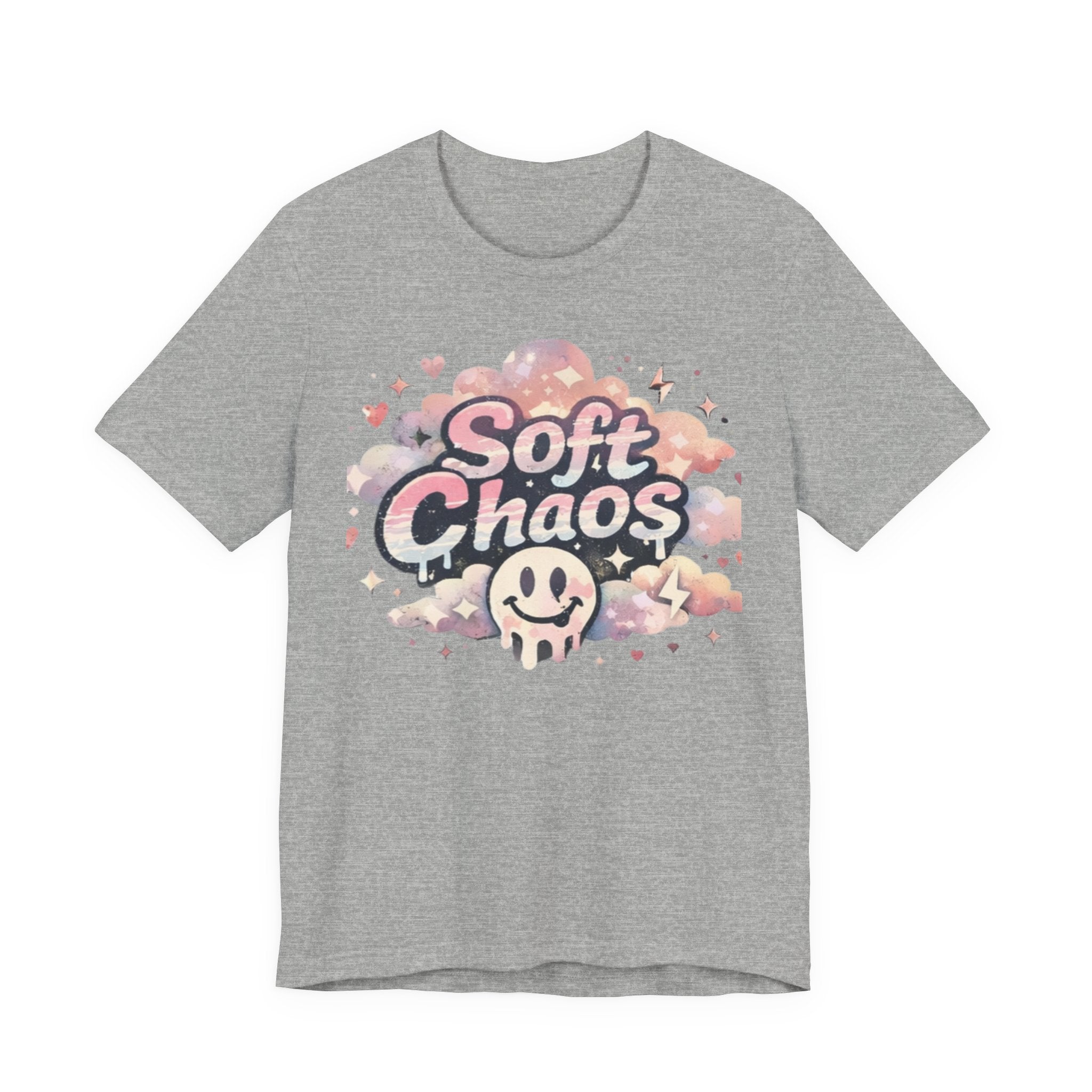 Soft Chaos Graphic Tee — Cute Pastel Cloud Smiley Shirt