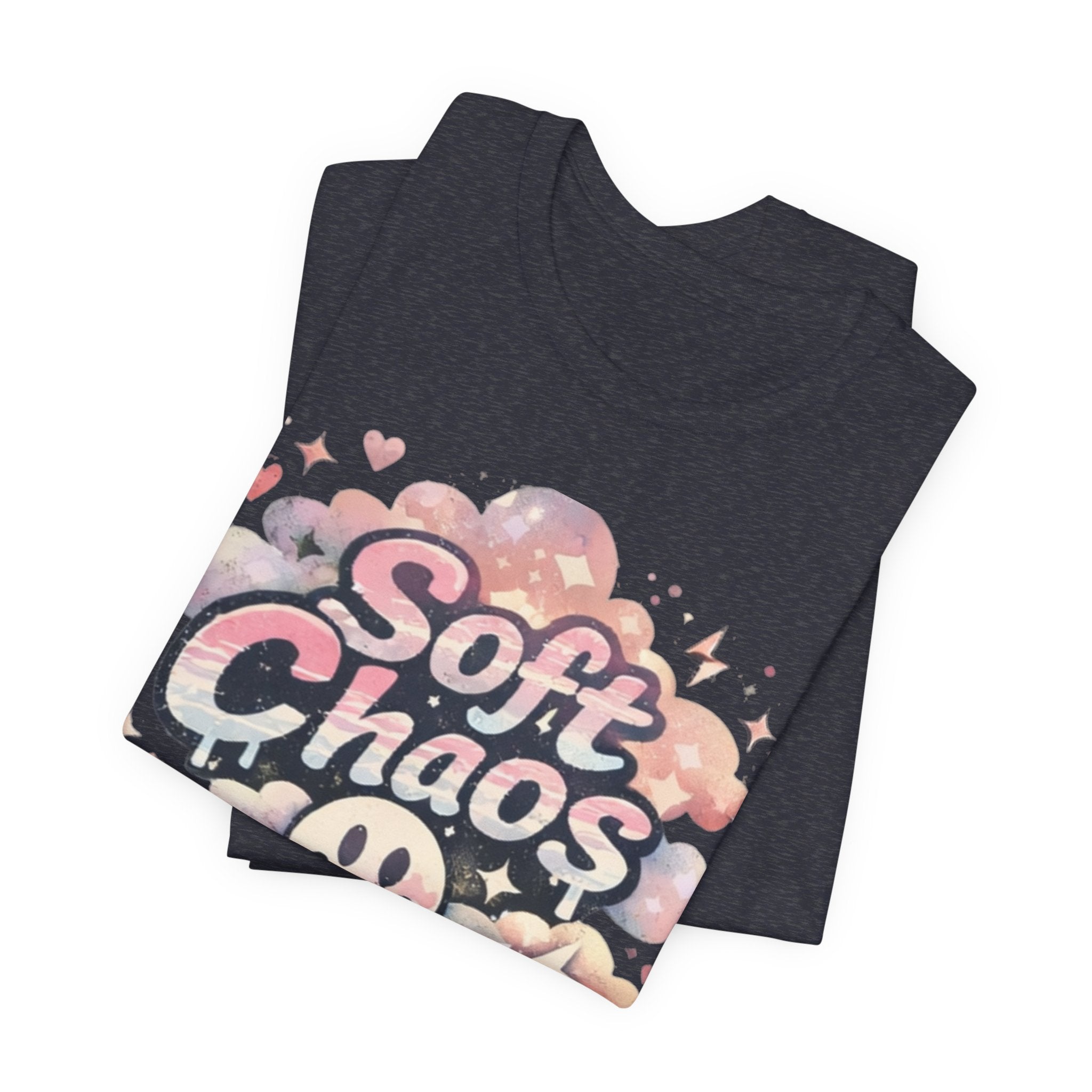 Soft Chaos Graphic Tee — Cute Pastel Cloud Smiley Shirt