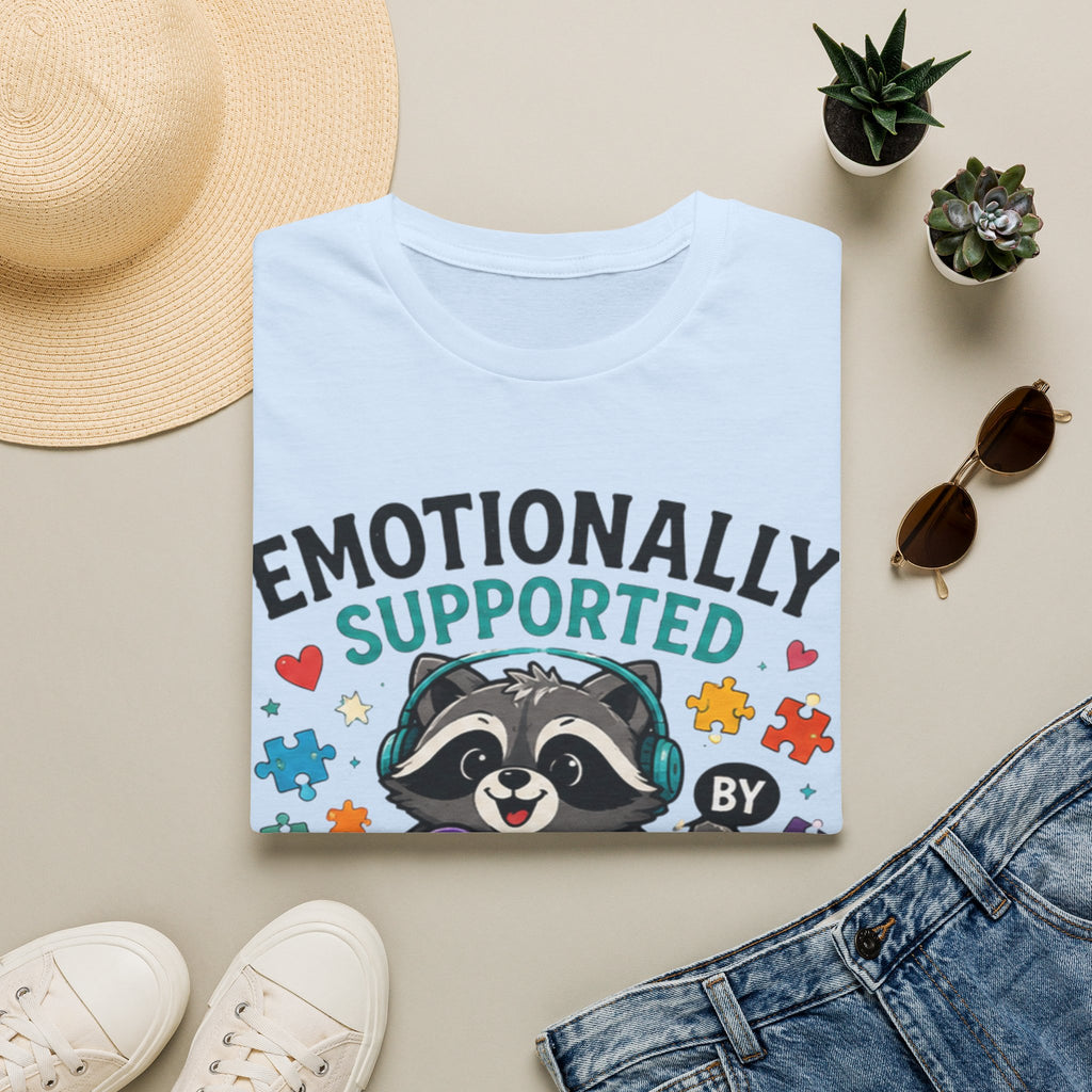 Emotionally Supported by Snacks & Fidgets" Cute Raccoon Graphic