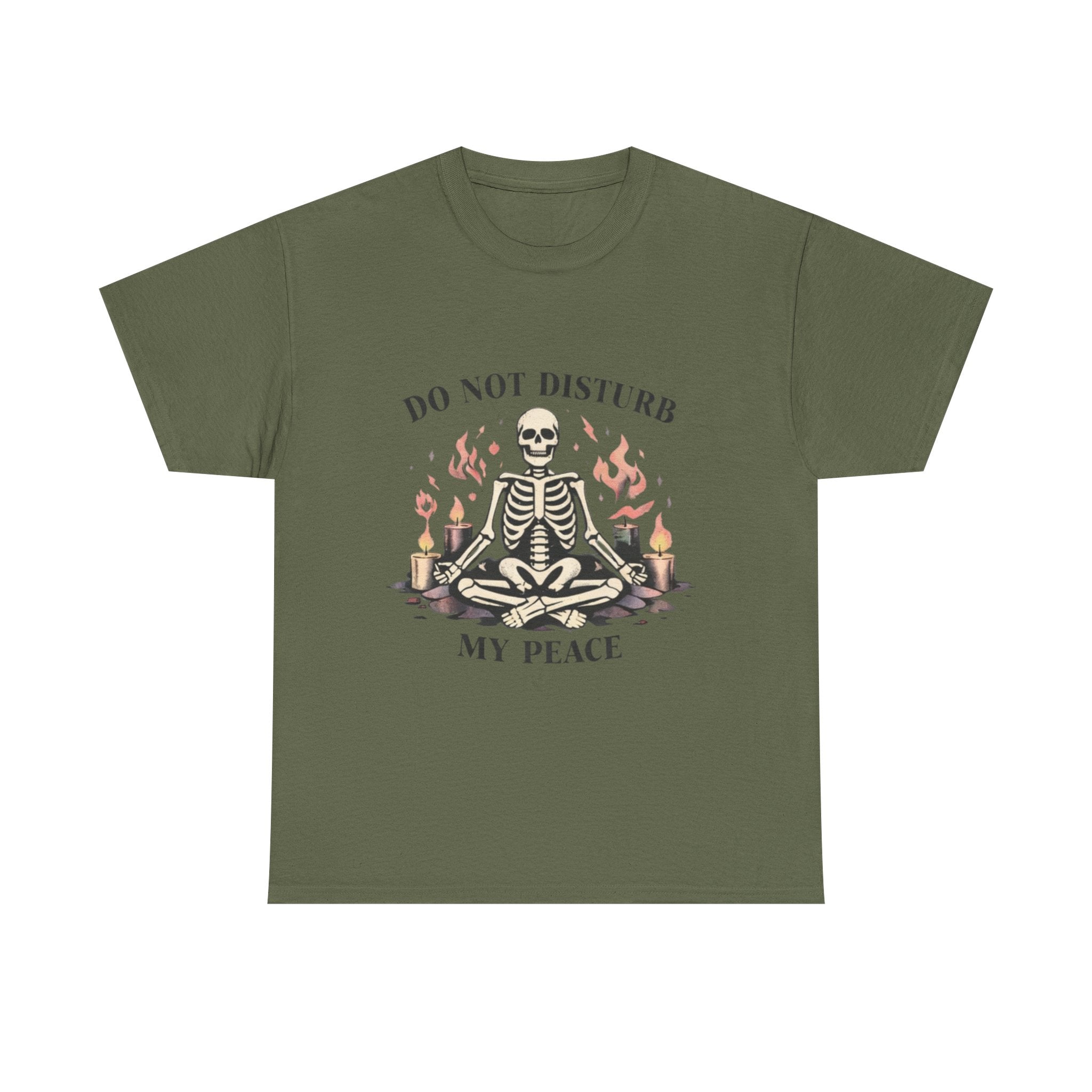Do Not Disturb My Peace Skeleton T-Shirt — Meditative Skull Yoga Tee