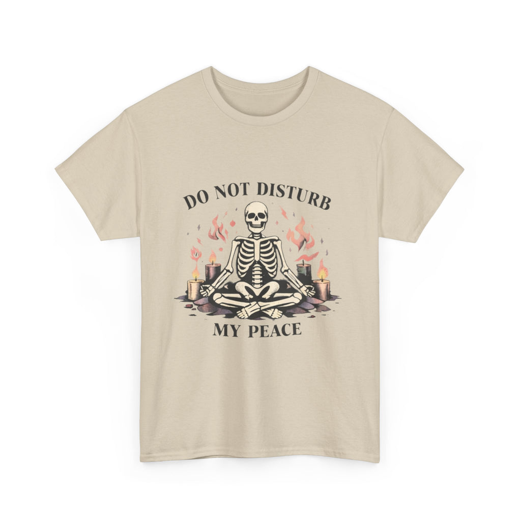 Do Not Disturb My Peace Skeleton T-Shirt — Meditative Skull Yoga Tee