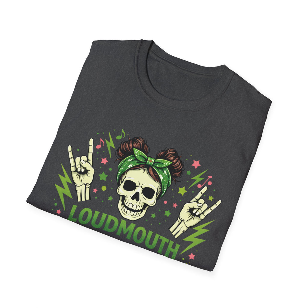 Loudmouth Mama Skull Tee — Rocker Mom Graphic T-Shirt
