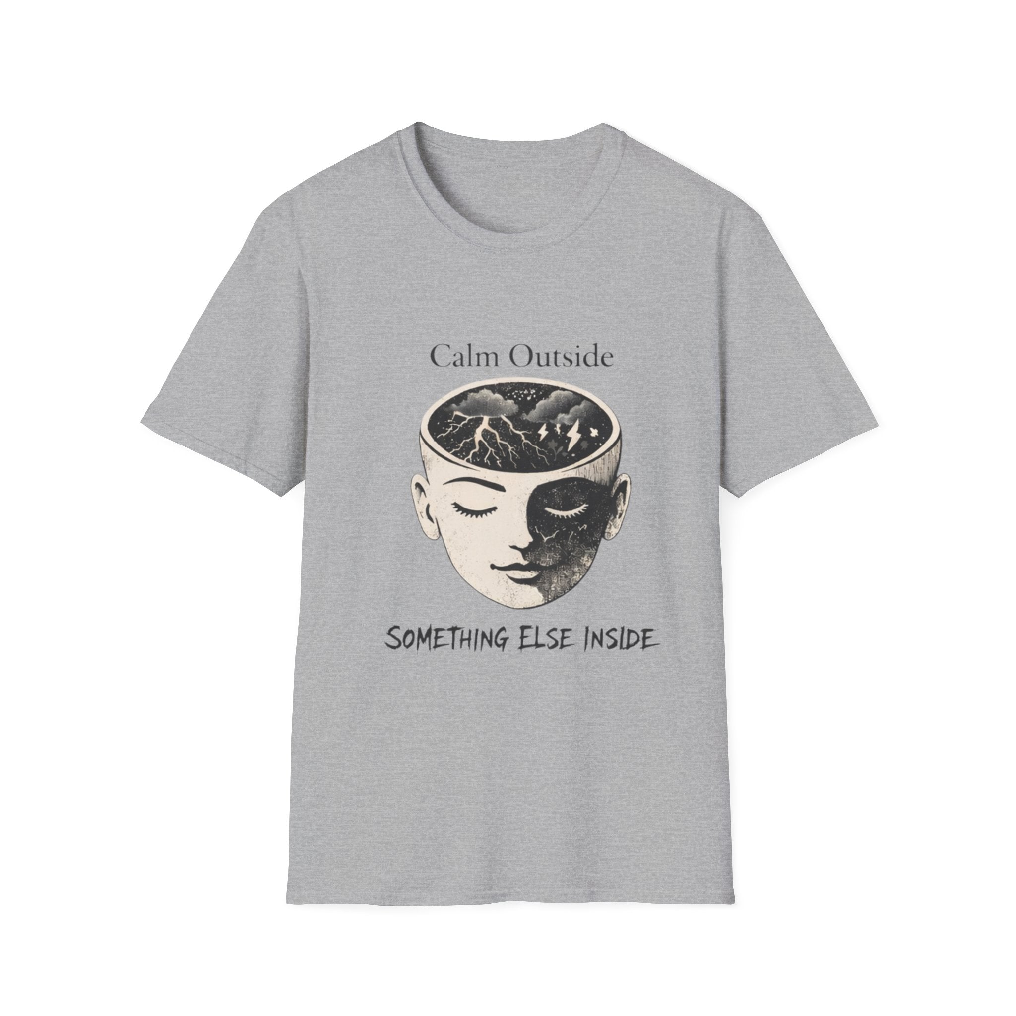 Calm Outside, Something Else Inside T-Shirt — Surreal Mind Illustration Tee