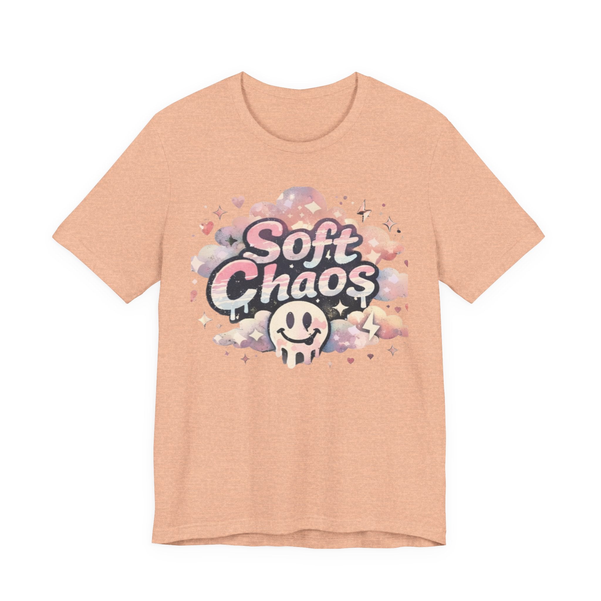 Soft Chaos Graphic Tee — Cute Pastel Cloud Smiley Shirt