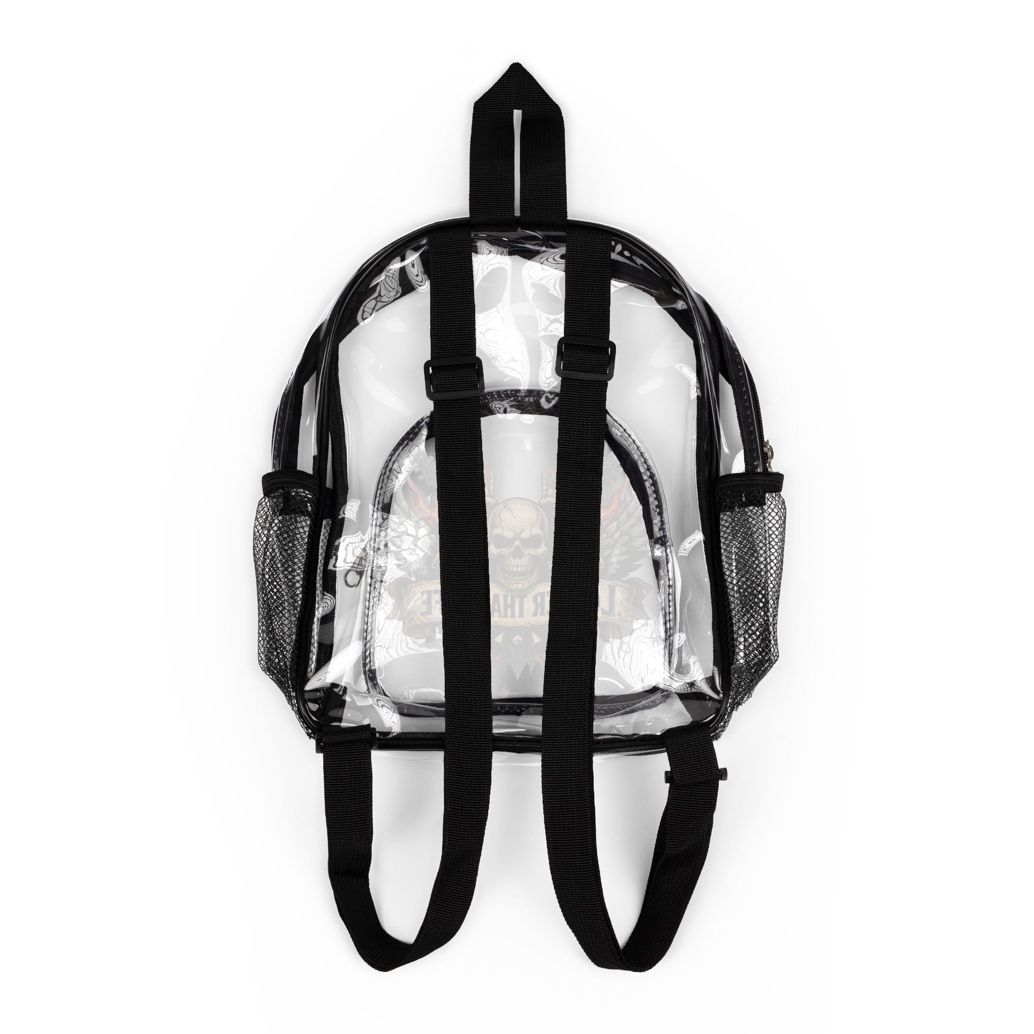 Clear Stadium Backpack — 'Louder Than Life' Skull Graphic Clear Bag