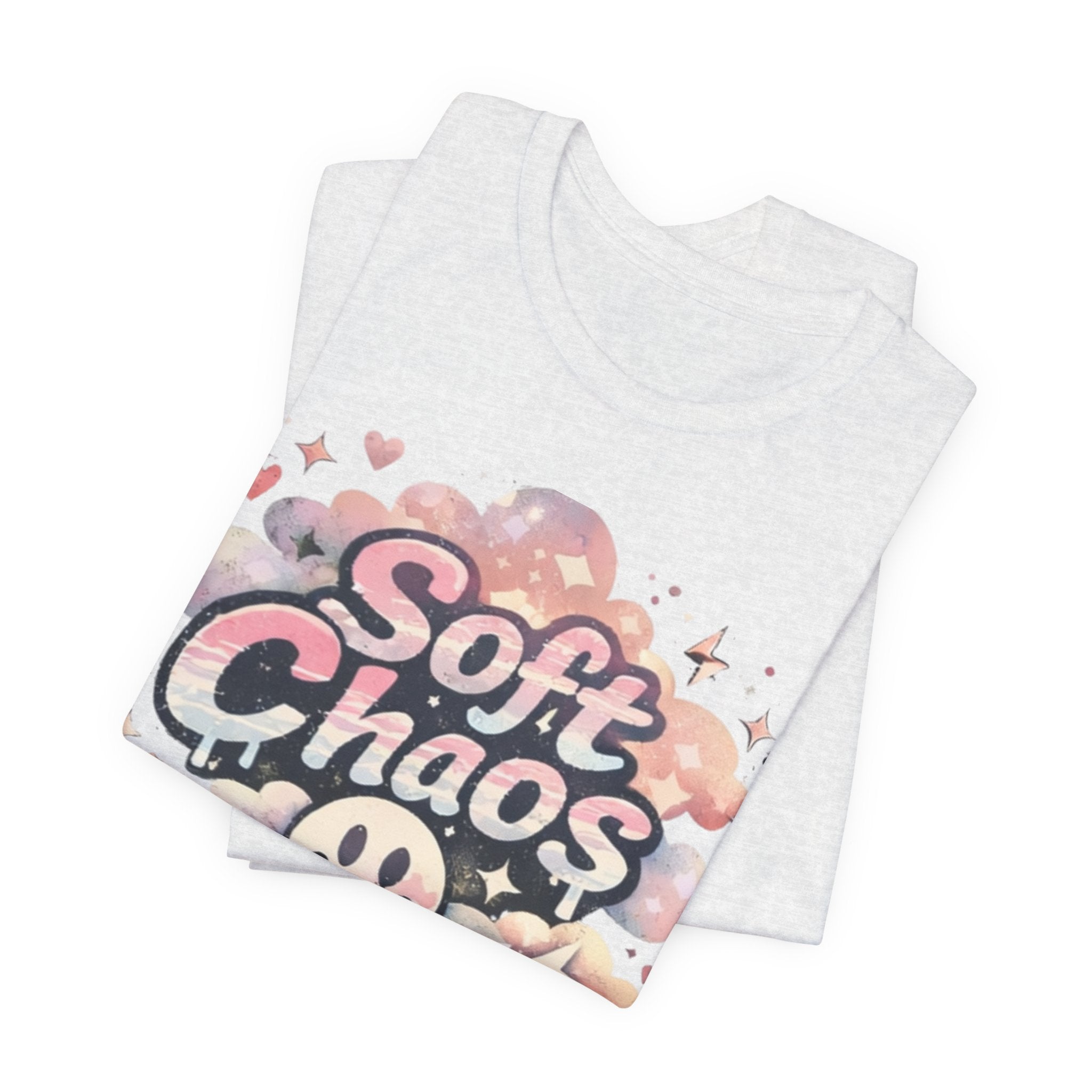 Soft Chaos Graphic Tee — Cute Pastel Cloud Smiley Shirt