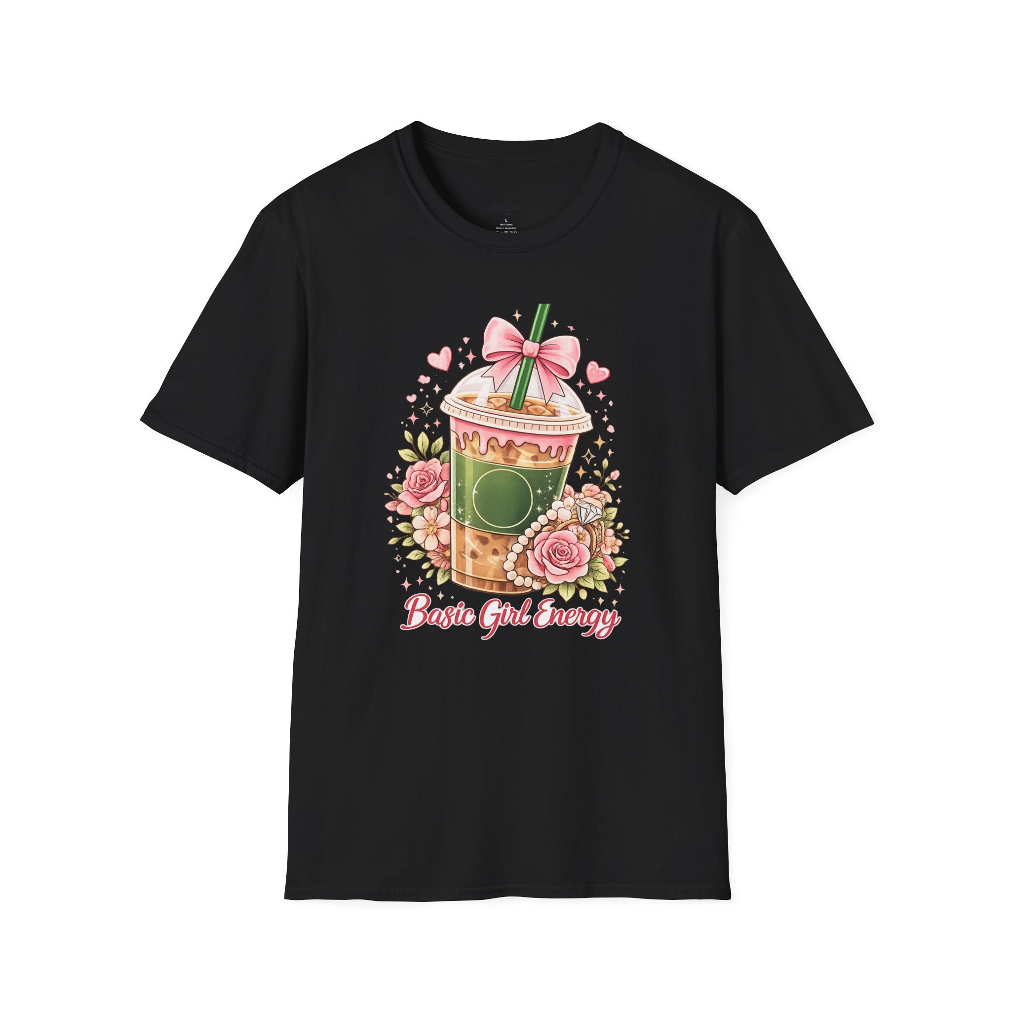 Basic Girl Energy T-Shirt – Floral Bubble Tea Graphic Tee