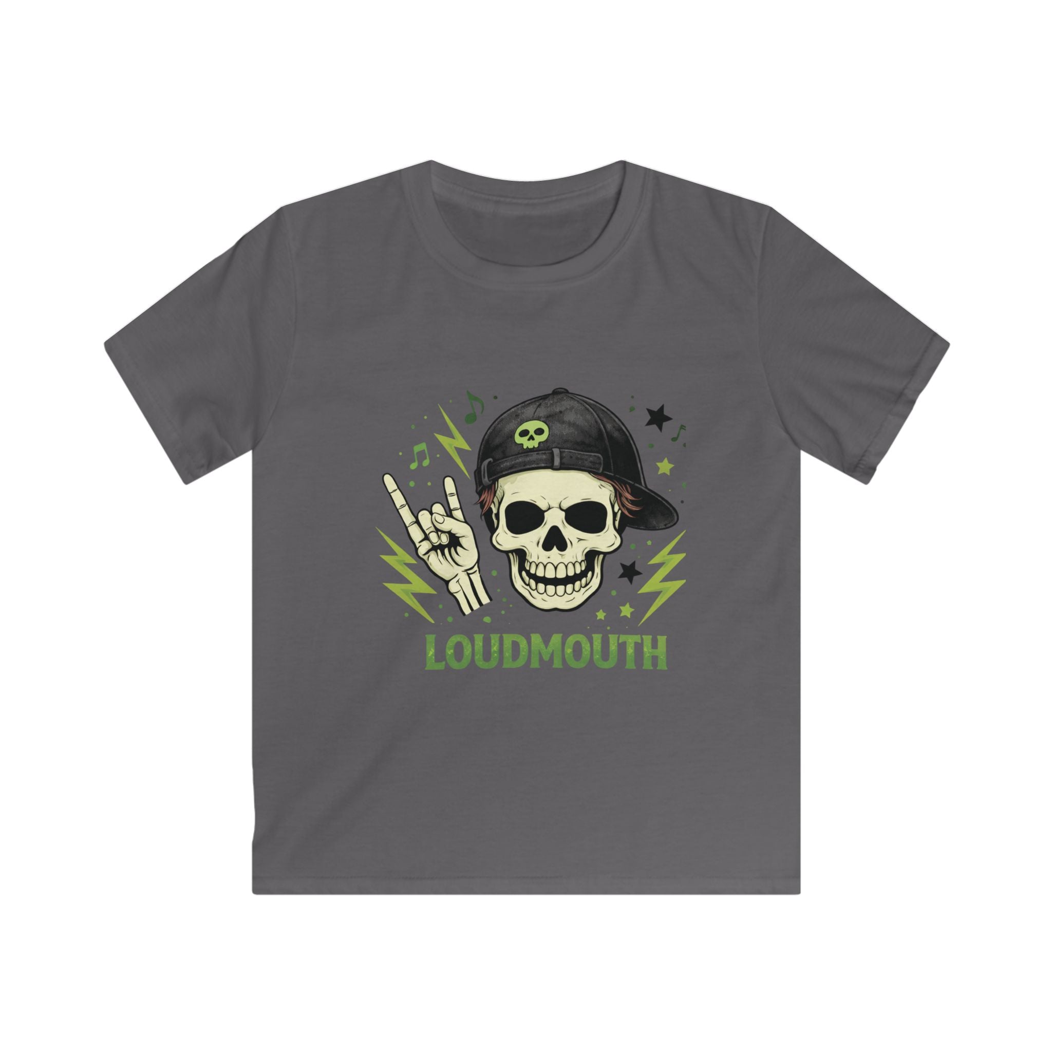 Kids Tee — 'Loudmouth' Skull Rocker Graphic Shirt