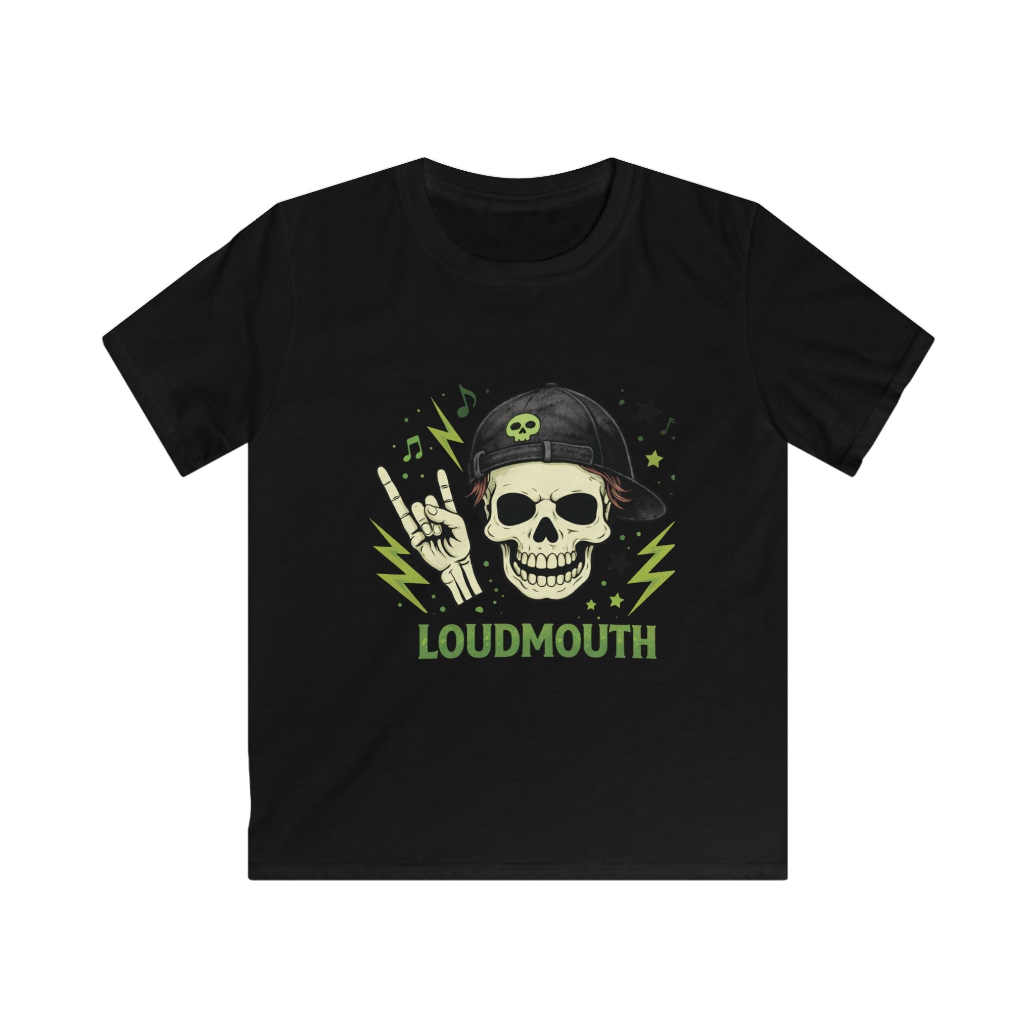 Kids Tee — 'Loudmouth' Skull Rocker Graphic Shirt