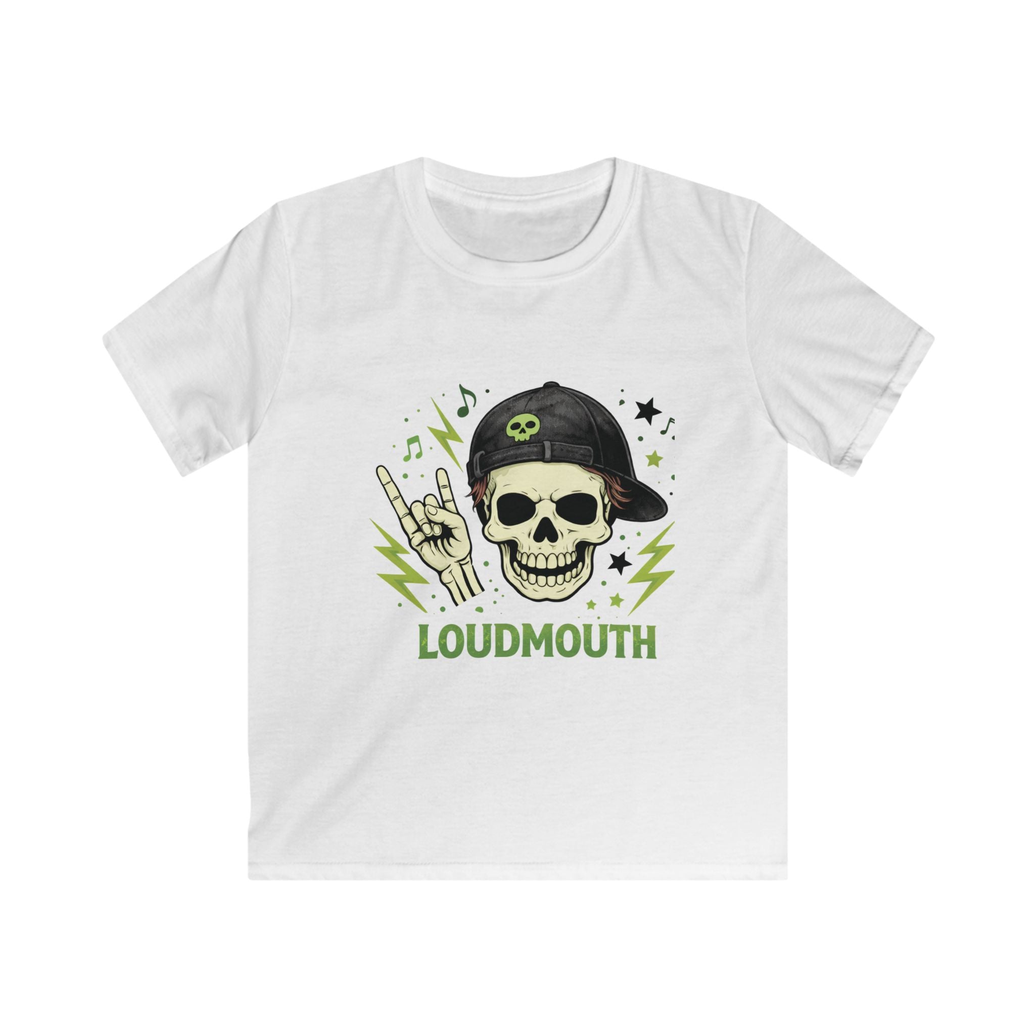 Kids Tee — 'Loudmouth' Skull Rocker Graphic Shirt