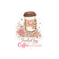 Kiss-Cut Sticker — Fueled by Coffee & Chaos Floral Travel Cup Design