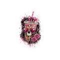 Pink Skull Drink Sticker — Gothic Cute Kiss-Cut Decal for Laptops & Water Bottles