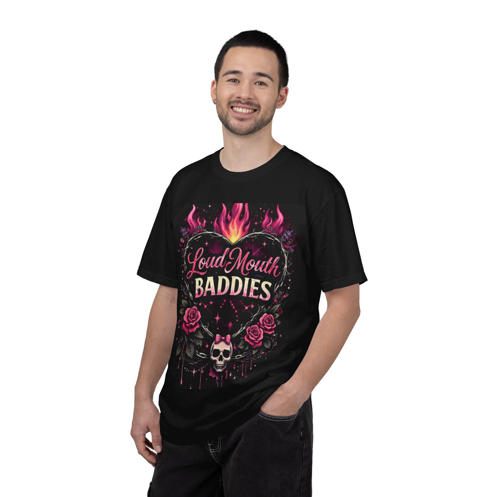 Loud Mouth Baddies heart Graphic T-Shirt — Gothic Rose Skull Tee