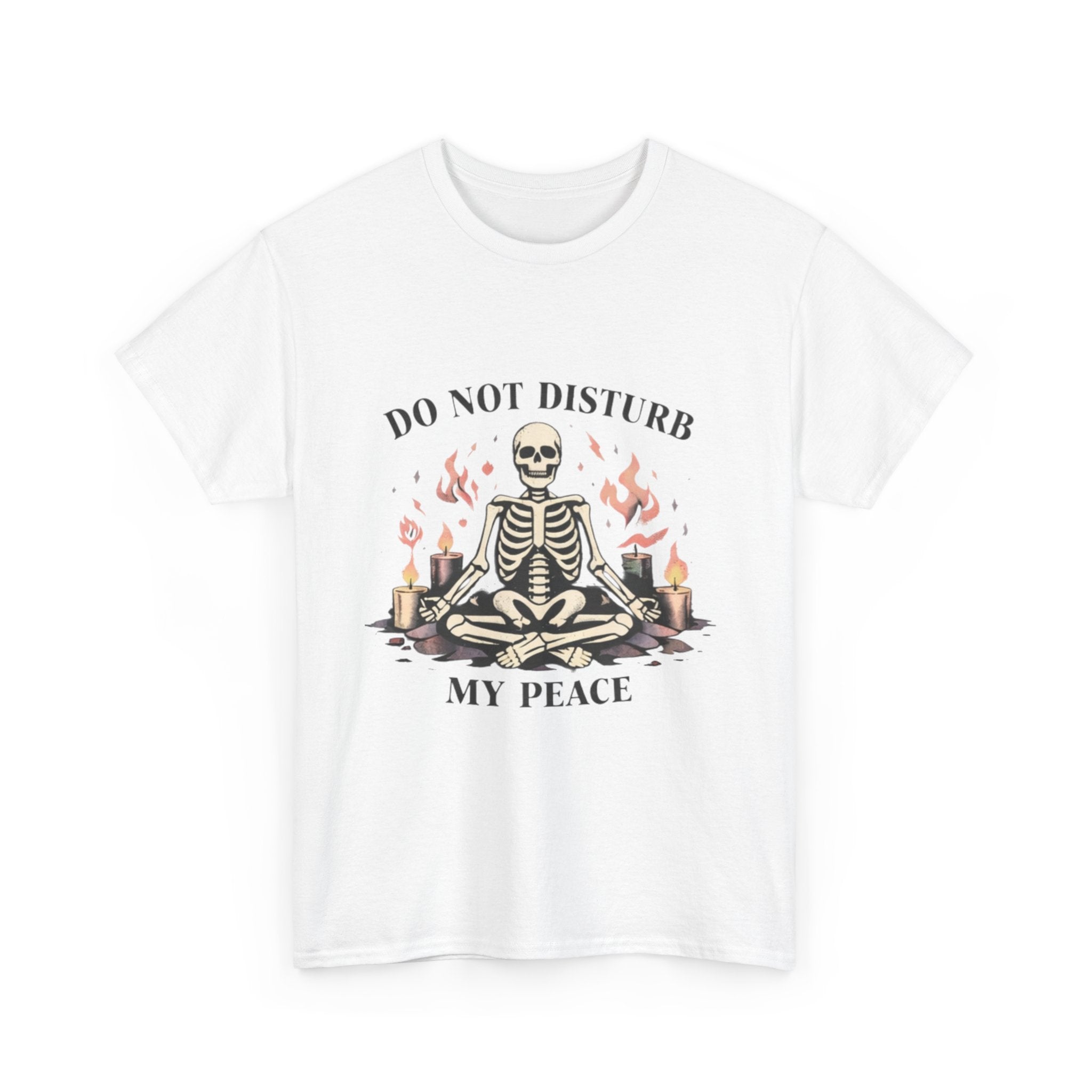 Do Not Disturb My Peace Skeleton T-Shirt — Meditative Skull Yoga Tee