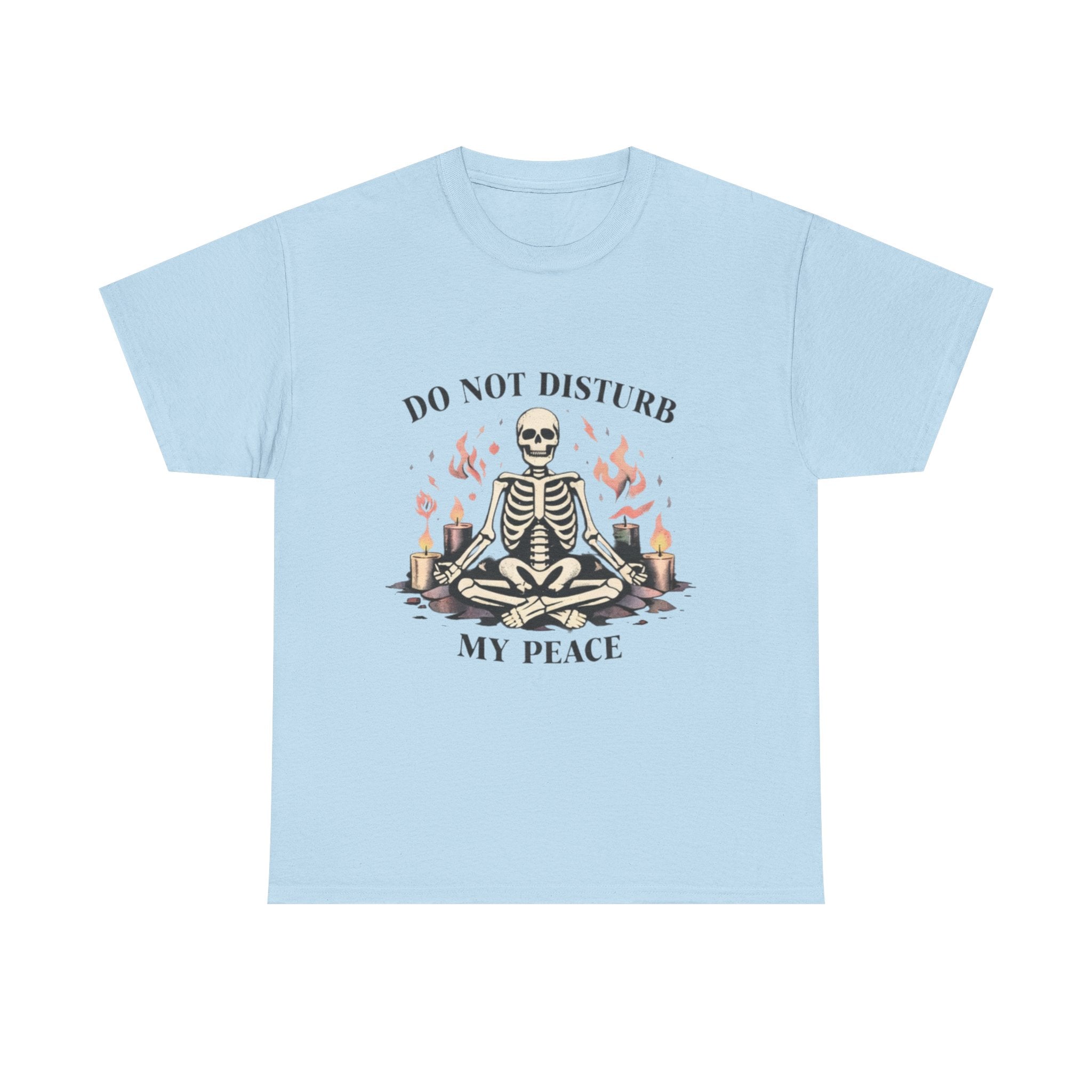 Do Not Disturb My Peace Skeleton T-Shirt — Meditative Skull Yoga Tee