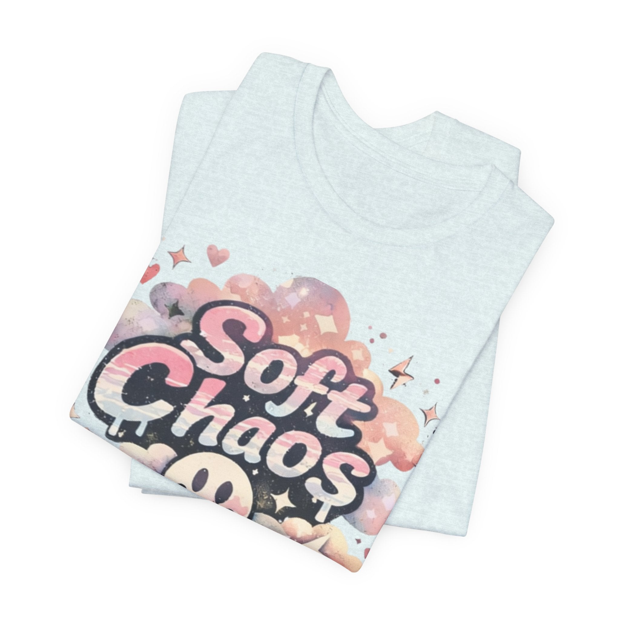 Soft Chaos Graphic Tee — Cute Pastel Cloud Smiley Shirt