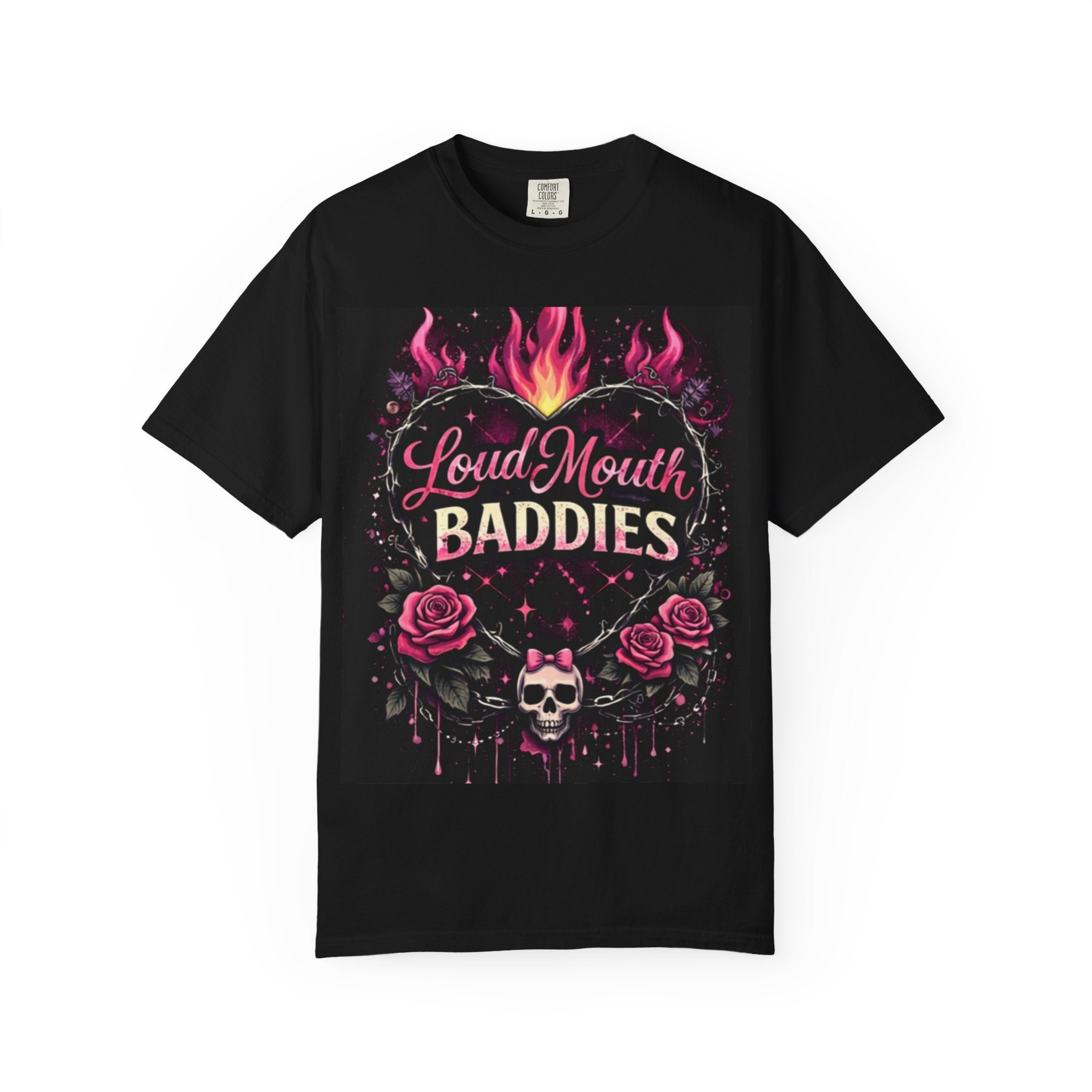 Loud Mouth Baddies heart Graphic T-Shirt — Gothic Rose Skull Tee