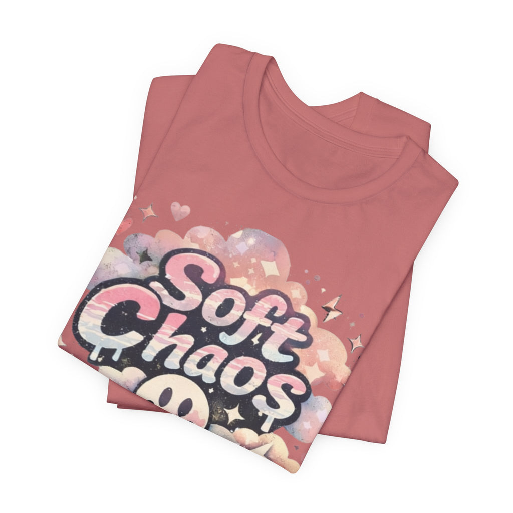 Soft Chaos Graphic Tee — Cute Pastel Cloud Smiley Shirt