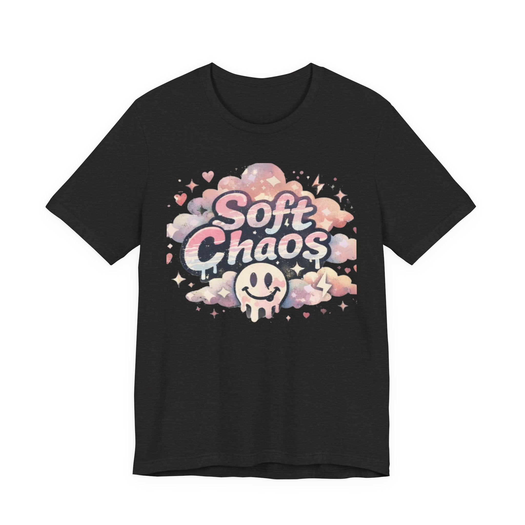 Soft Chaos Graphic Tee — Cute Pastel Cloud Smiley Shirt