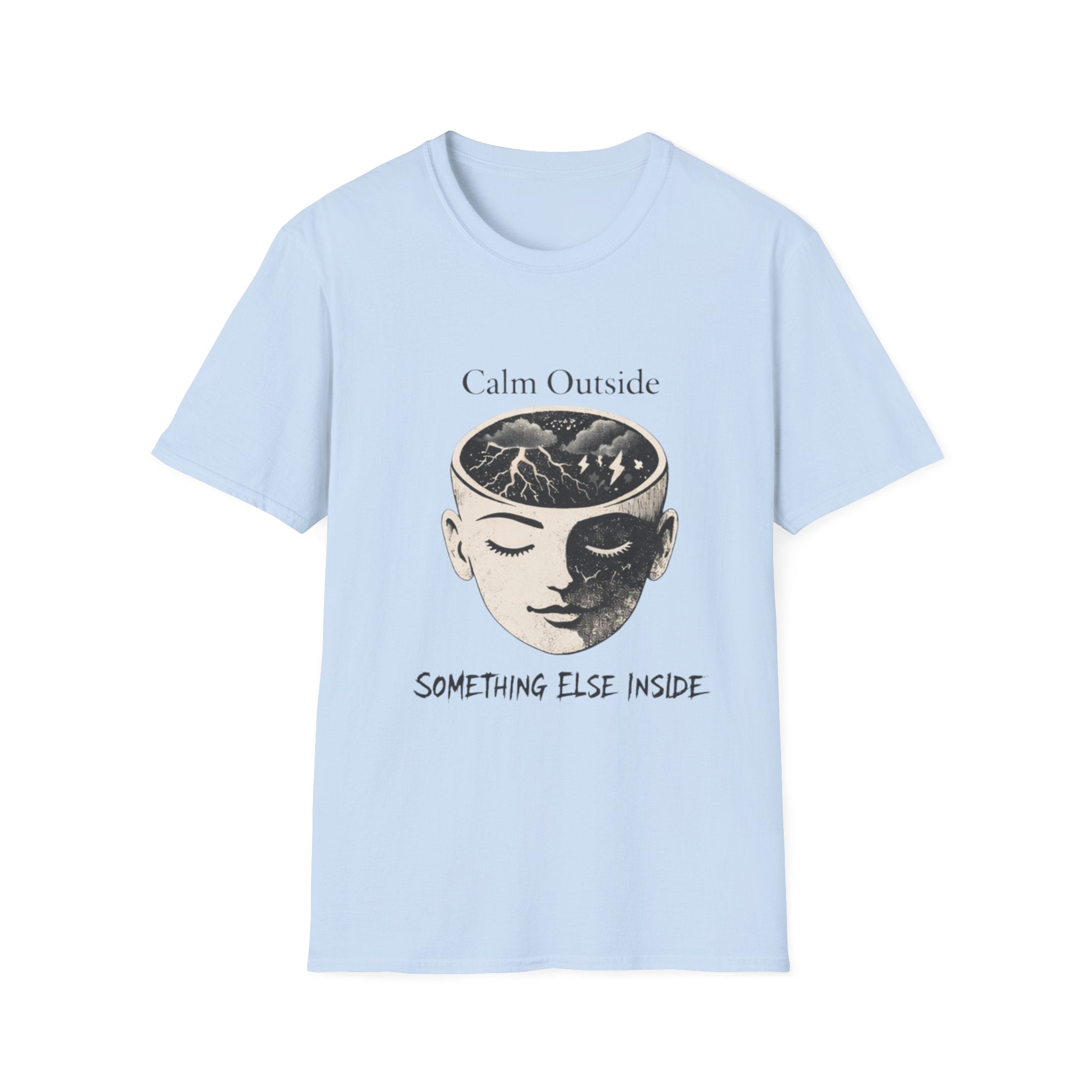 Calm Outside, Something Else Inside T-Shirt — Surreal Mind Illustration Tee