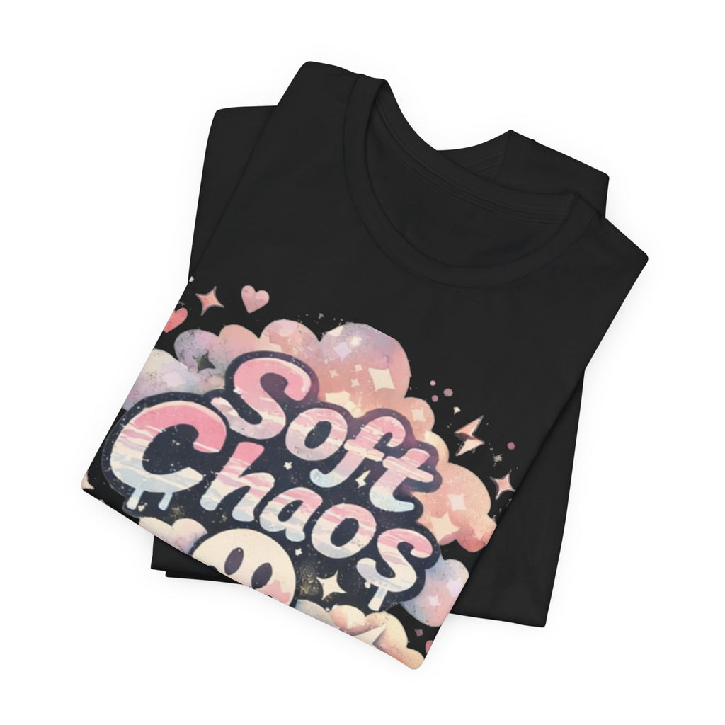 Soft Chaos Graphic Tee — Cute Pastel Cloud Smiley Shirt