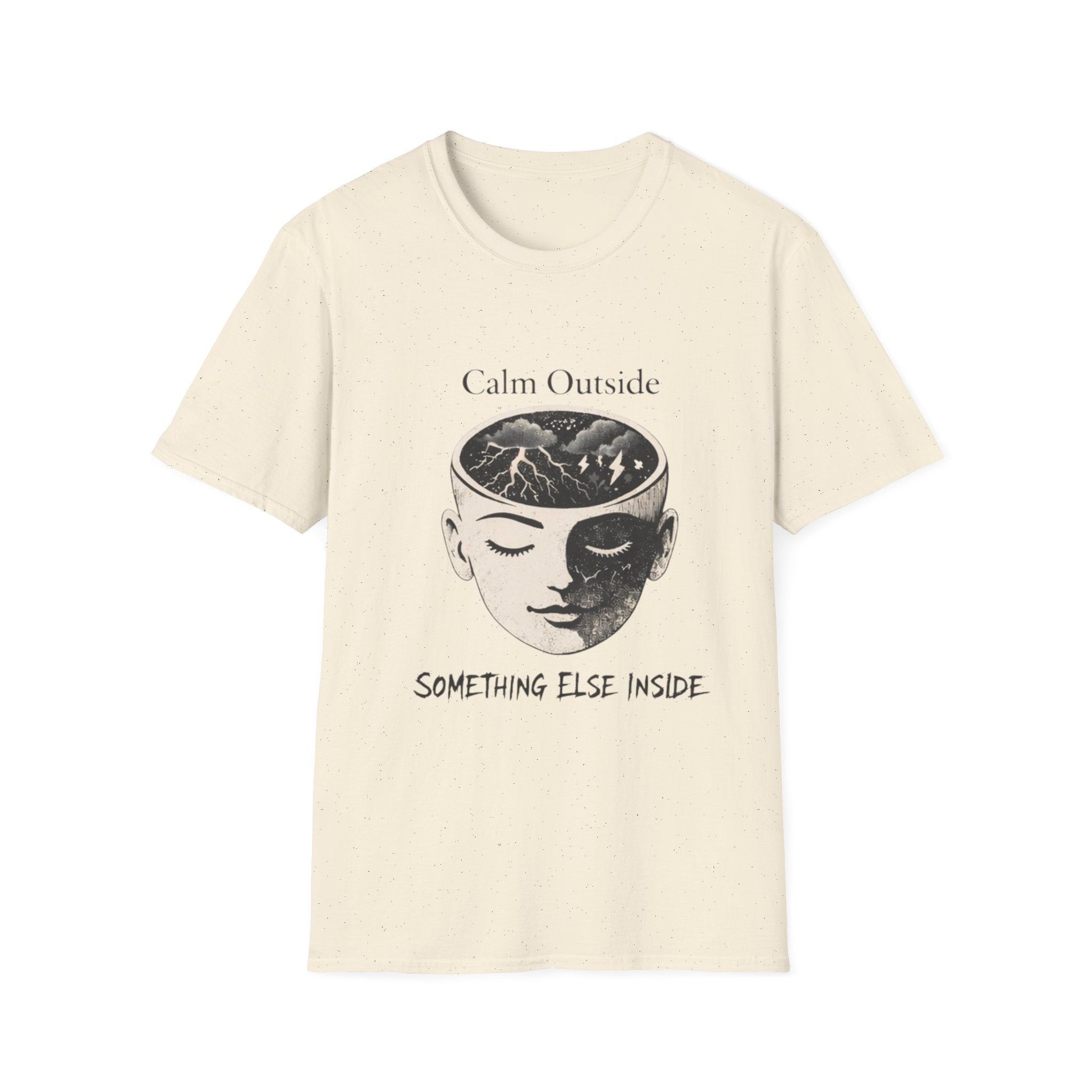 Calm Outside, Something Else Inside T-Shirt — Surreal Mind Illustration Tee