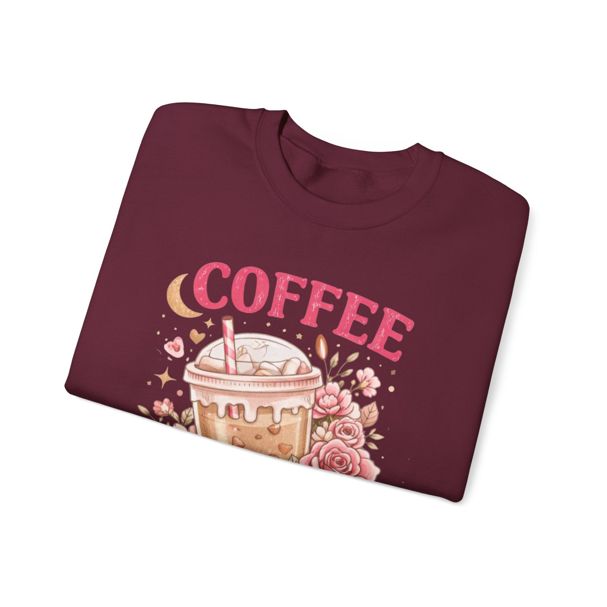 Coffee & Chaos Sweatshirt — Cute Floral Iced Coffee Graphic Crewneck