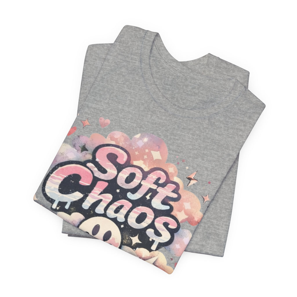 Soft Chaos Graphic Tee — Cute Pastel Cloud Smiley Shirt
