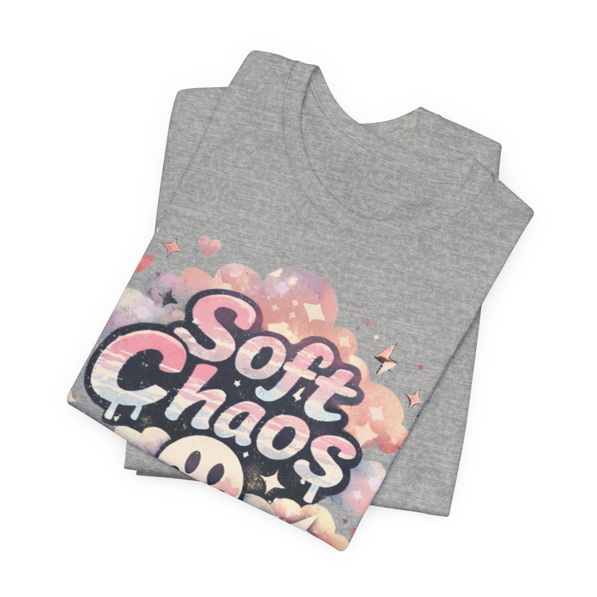 Soft Chaos Graphic Tee — Cute Pastel Cloud Smiley Shirt