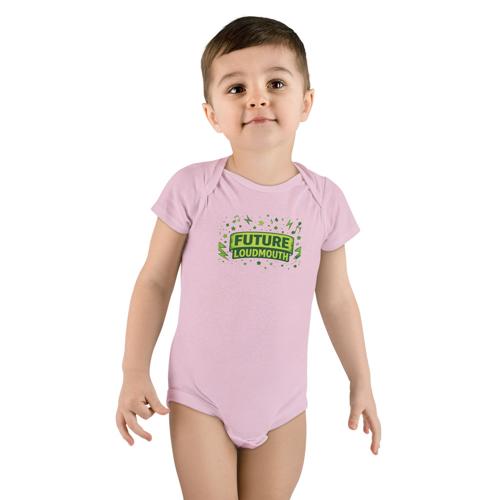 Future Loudmouth Baby Onesie – Funny Green Graphic Infant Bodysuit