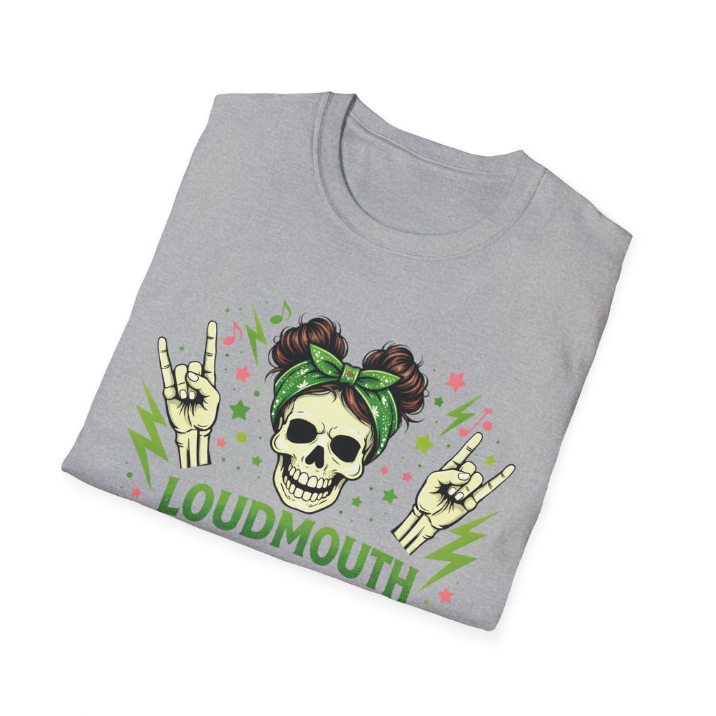 Loudmouth Mama Skull Tee — Rocker Mom Graphic T-Shirt